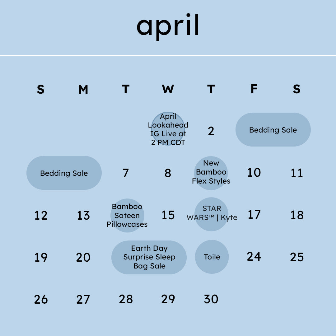 Kyte Baby April 2026 Calendar Graphic