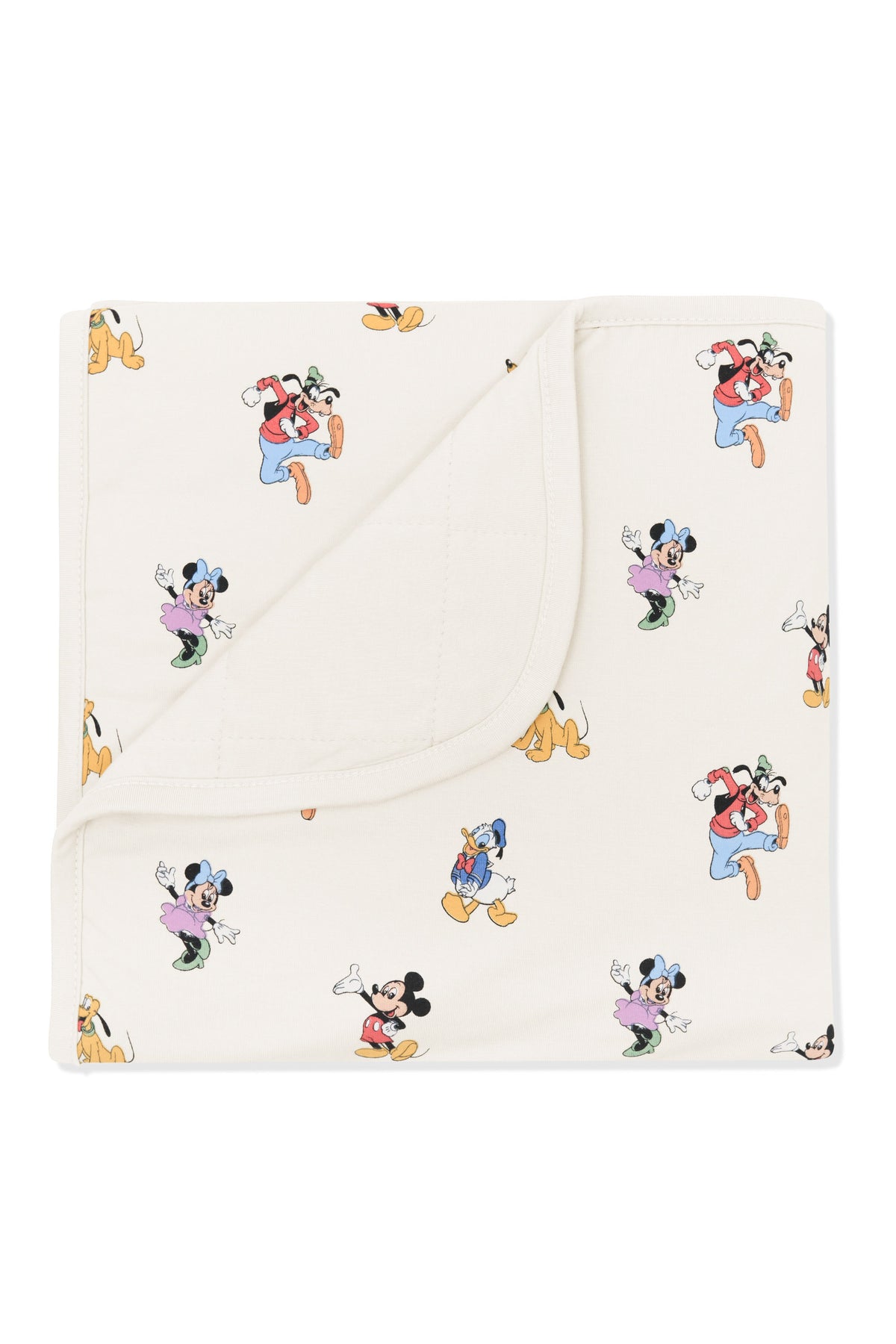Baby Blanket with mickey mouse and friends print on an oat background