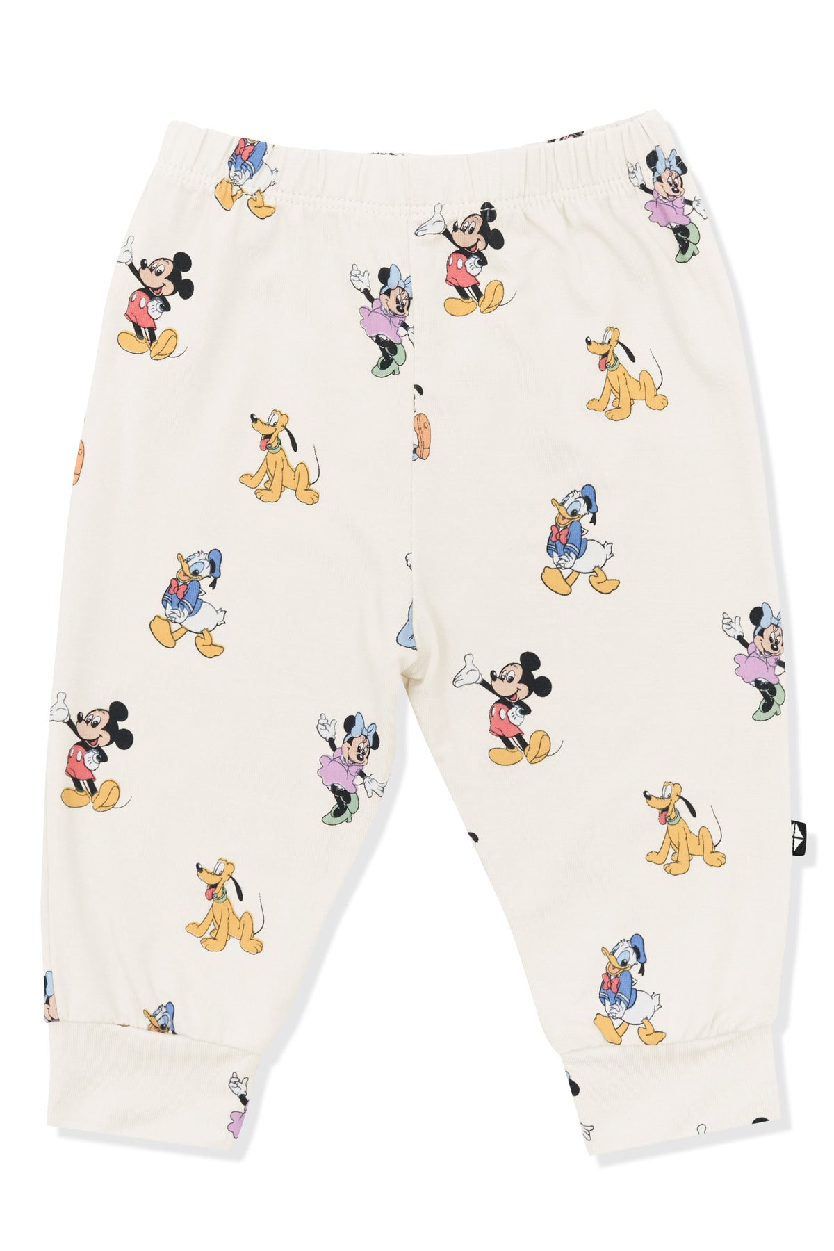Pant with Mickey Mouse and Friends print on an oat background