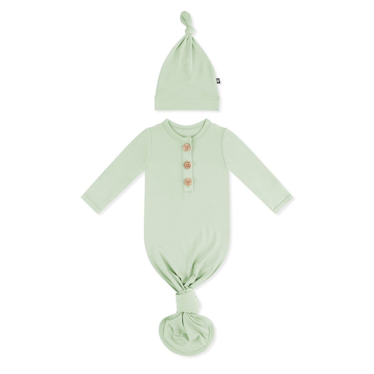 Product photo of the Knotted Gown with Hat Set in Basil