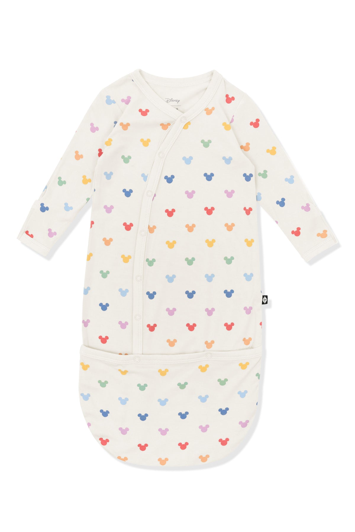 Bundler with pastel mickey mouse pattern on an oat background