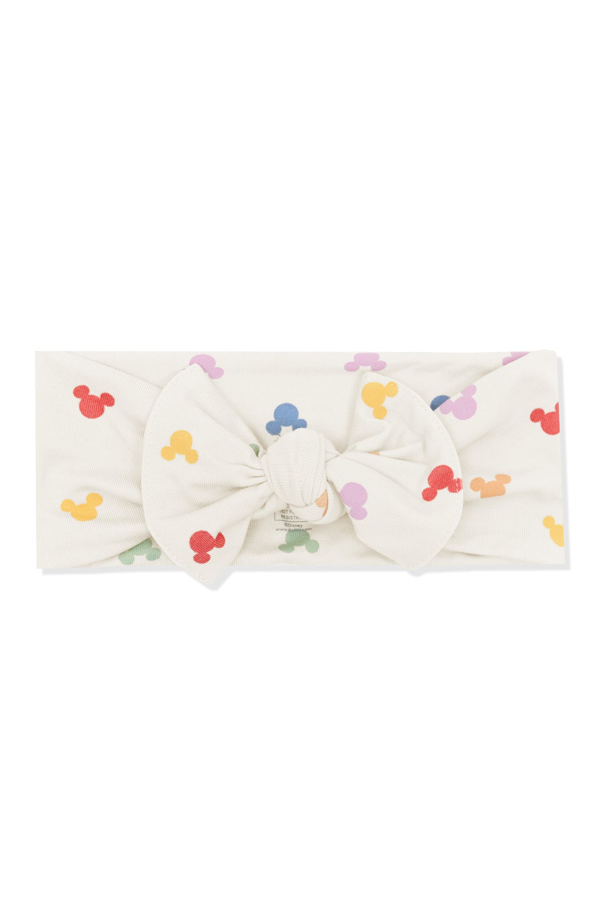 Knotted Bow with Pastel Mickey Mouse pattern on an oat background