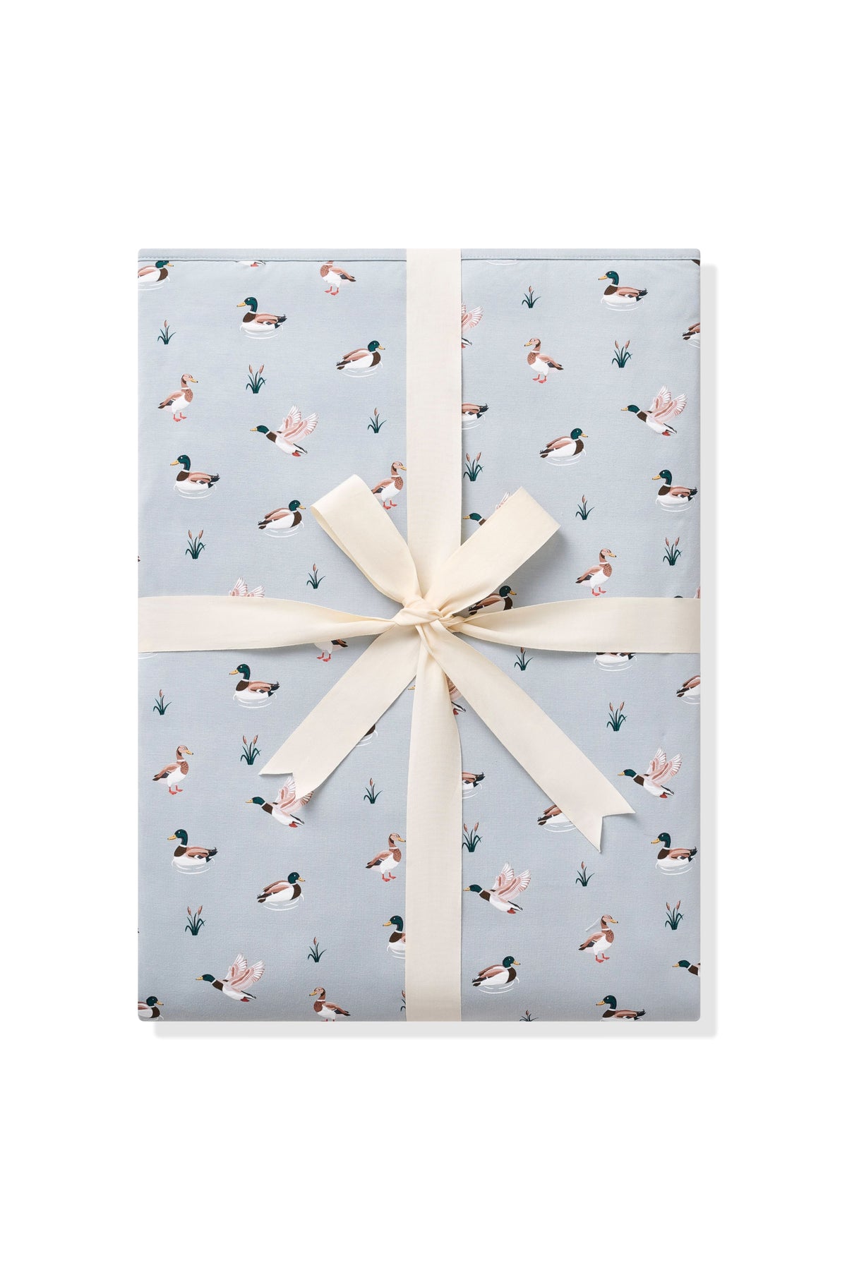 Youth Blanket in Mallard Duck 1.0 shown in its packaging shown tied in a linen bow