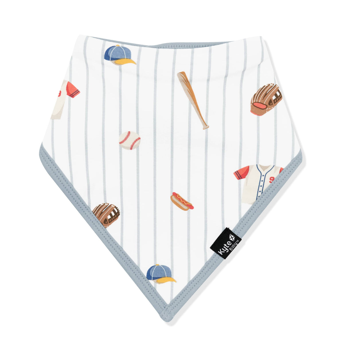 Front of the Bib in Home Run with the black kyte baby logo visible