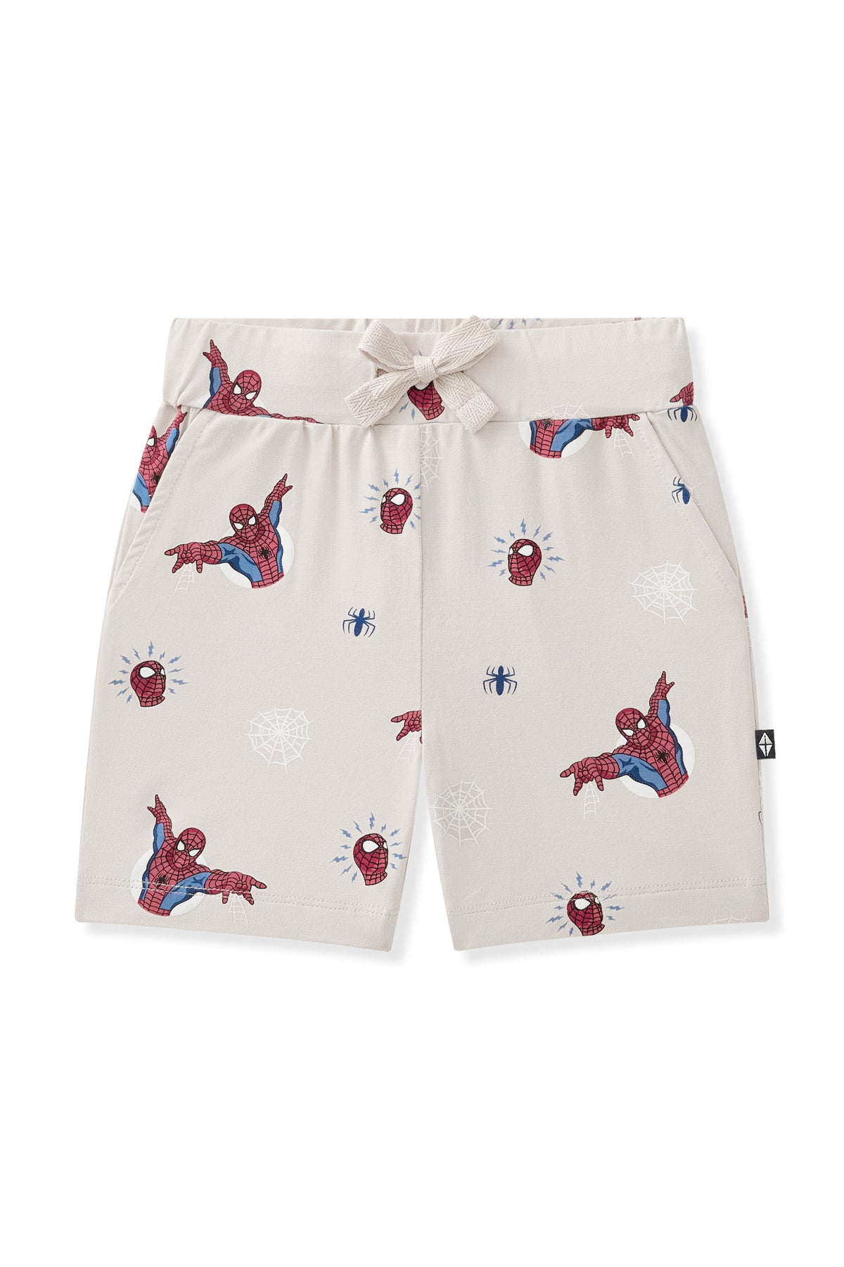 Oat Drawstring Short with Spider-Man on a white background