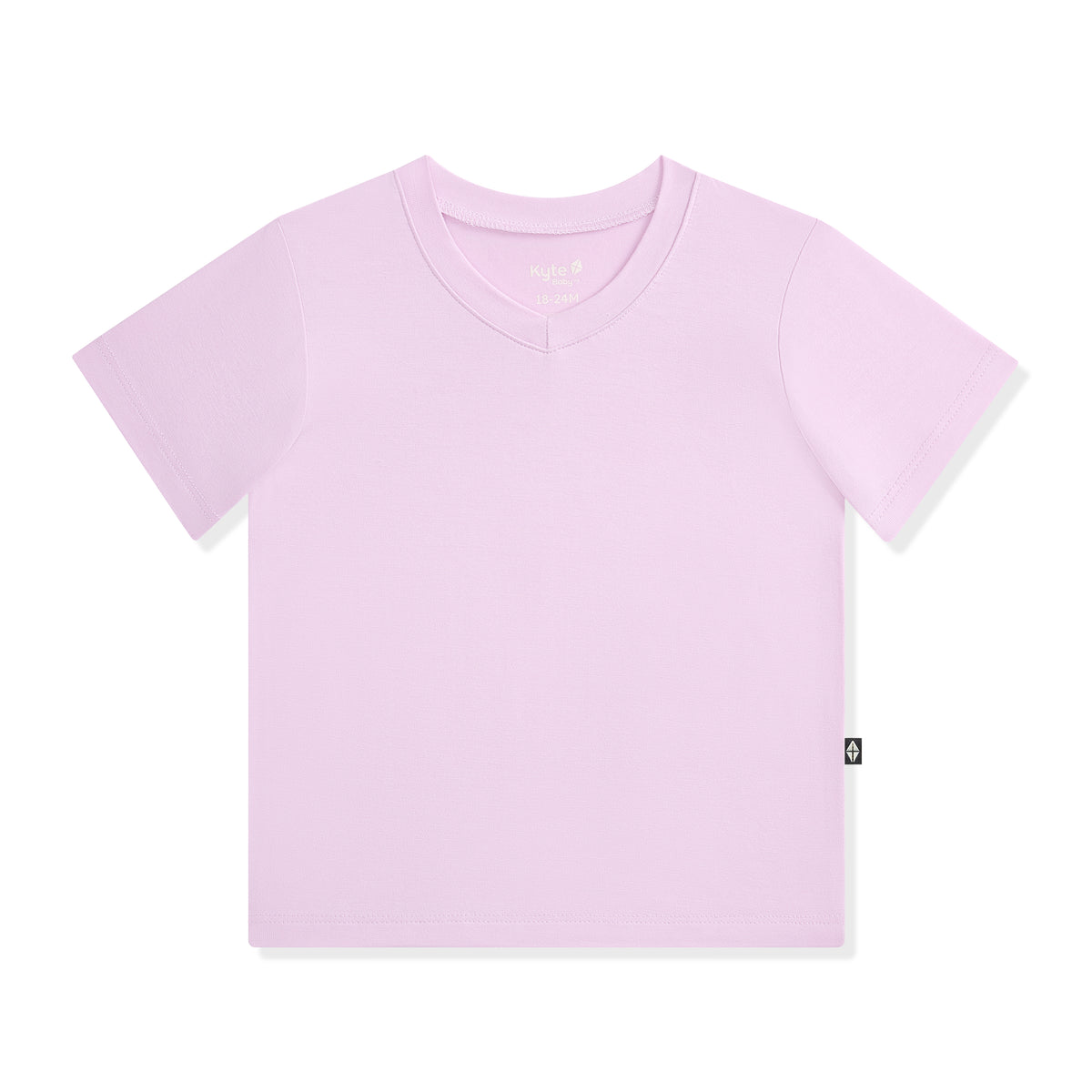 Light purple v-neck tee on a white background