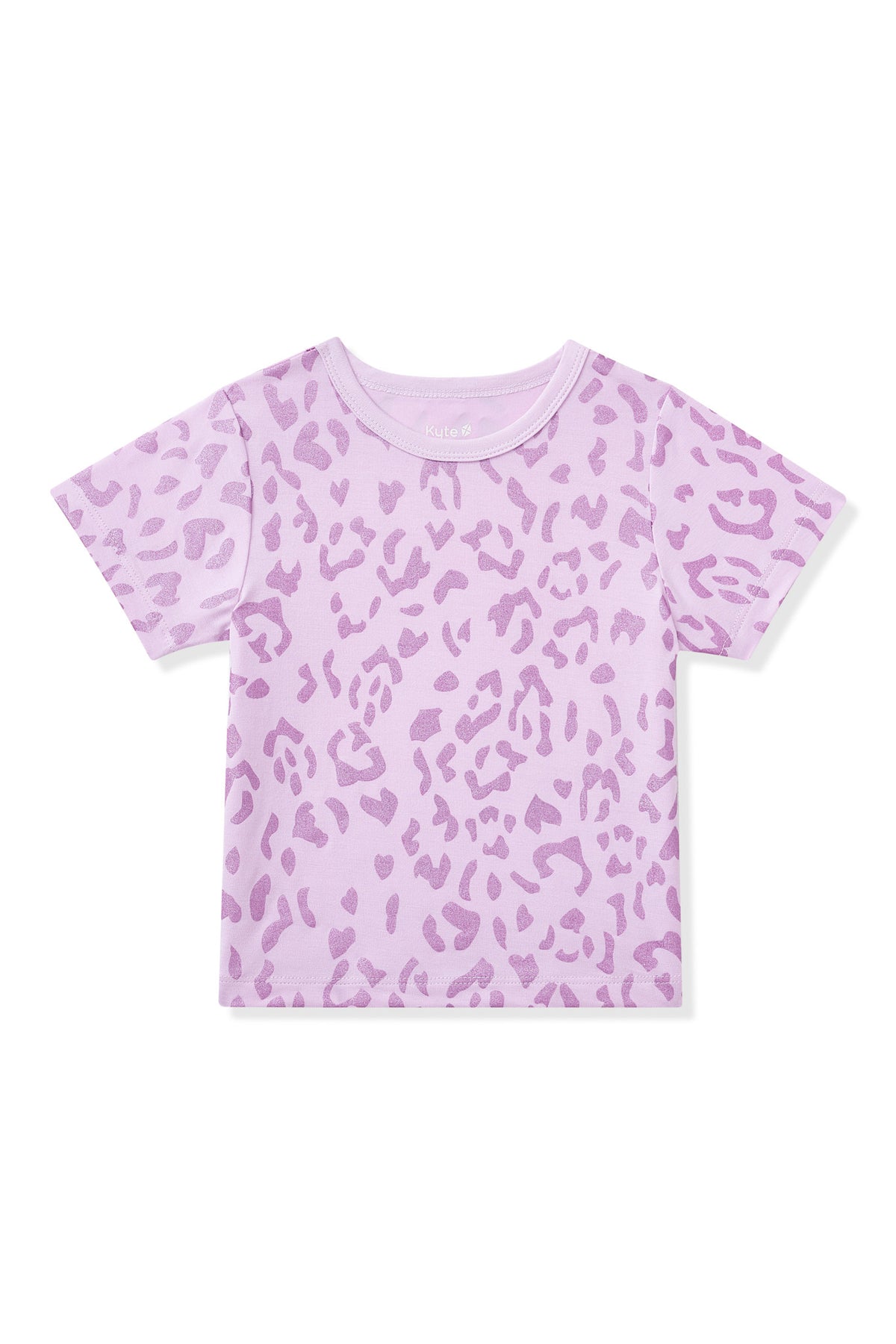 Toddler Basic Tee in Thistle Leopard print on white background
