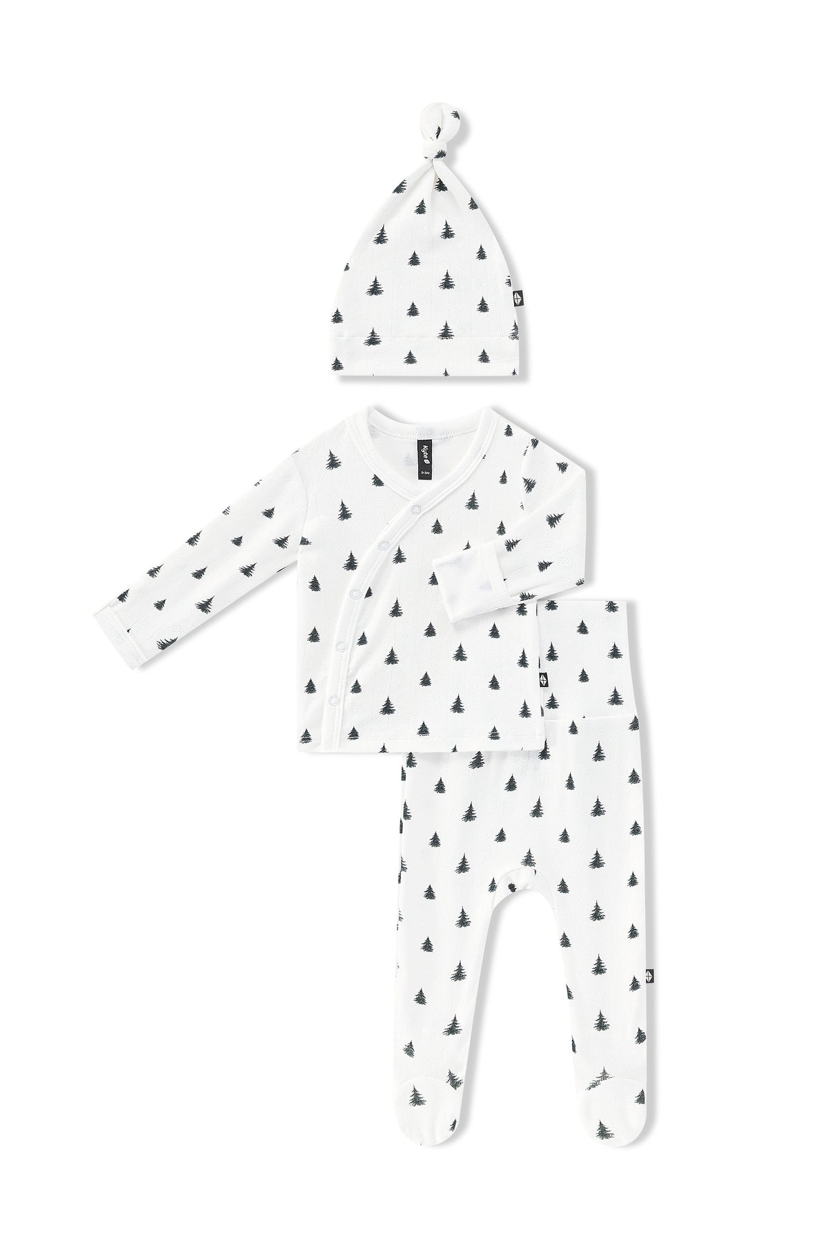Pointelle Take Me Home Set with Cap Christmas Trees on a white background