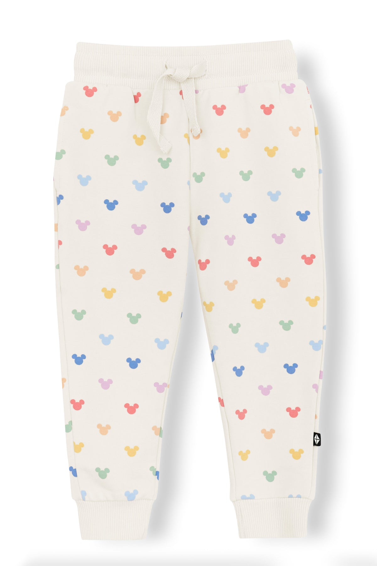 Jogger Pant with Pastel Mickey Mouse pattern on an oat background