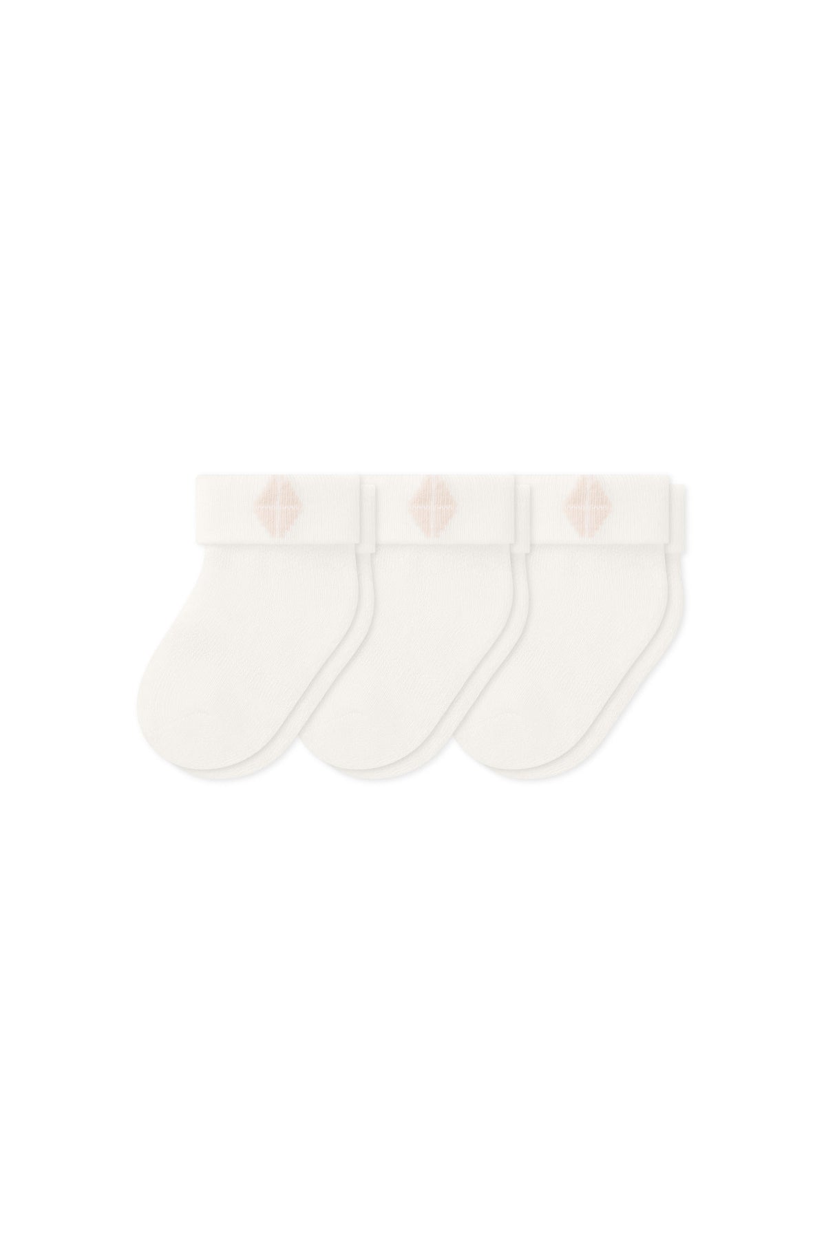 Three socks in Cloud laying flat on a white background.
