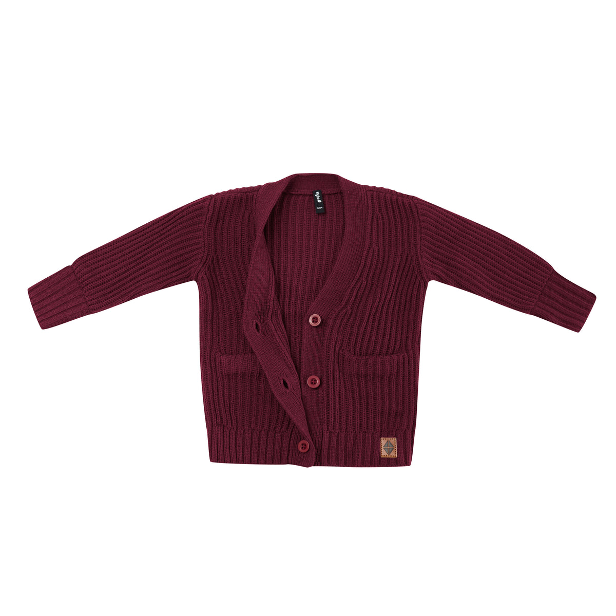 Chunky Knit Oversized Cardigan in Burgundy shown unbuttoned