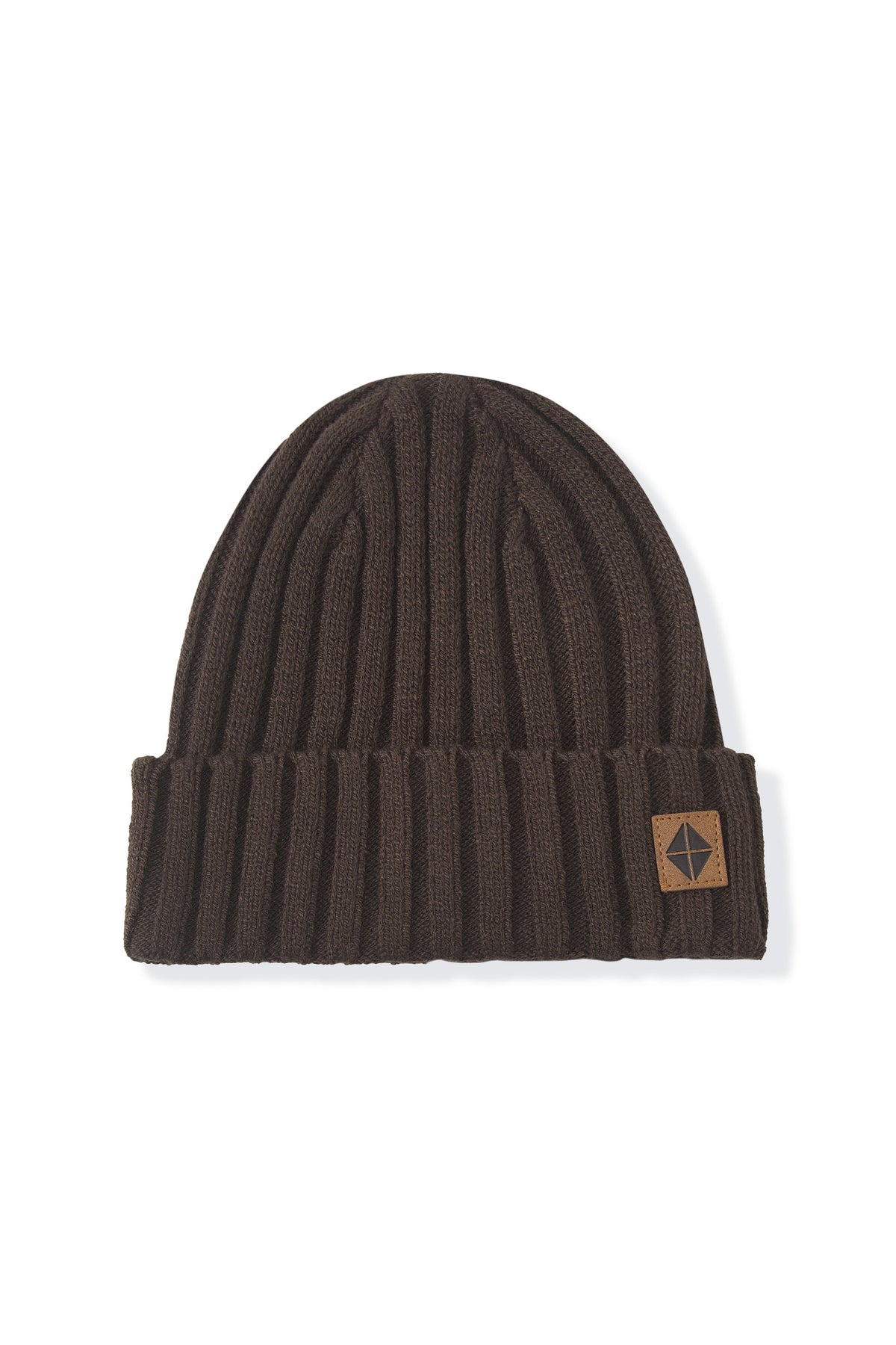 Chunky Knit Ribbed Beanie in Espresso on a white background