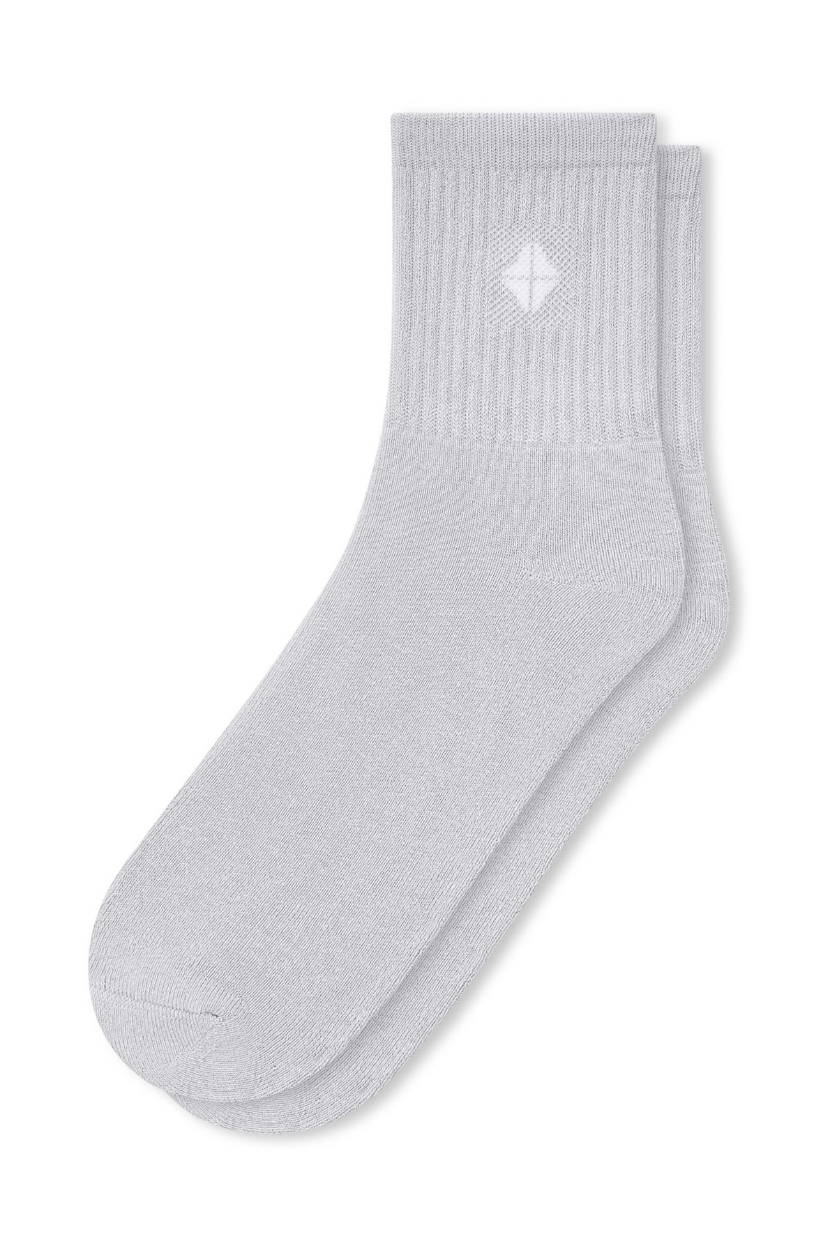 Adult Crew Socks in Storm laying flat on a white background.