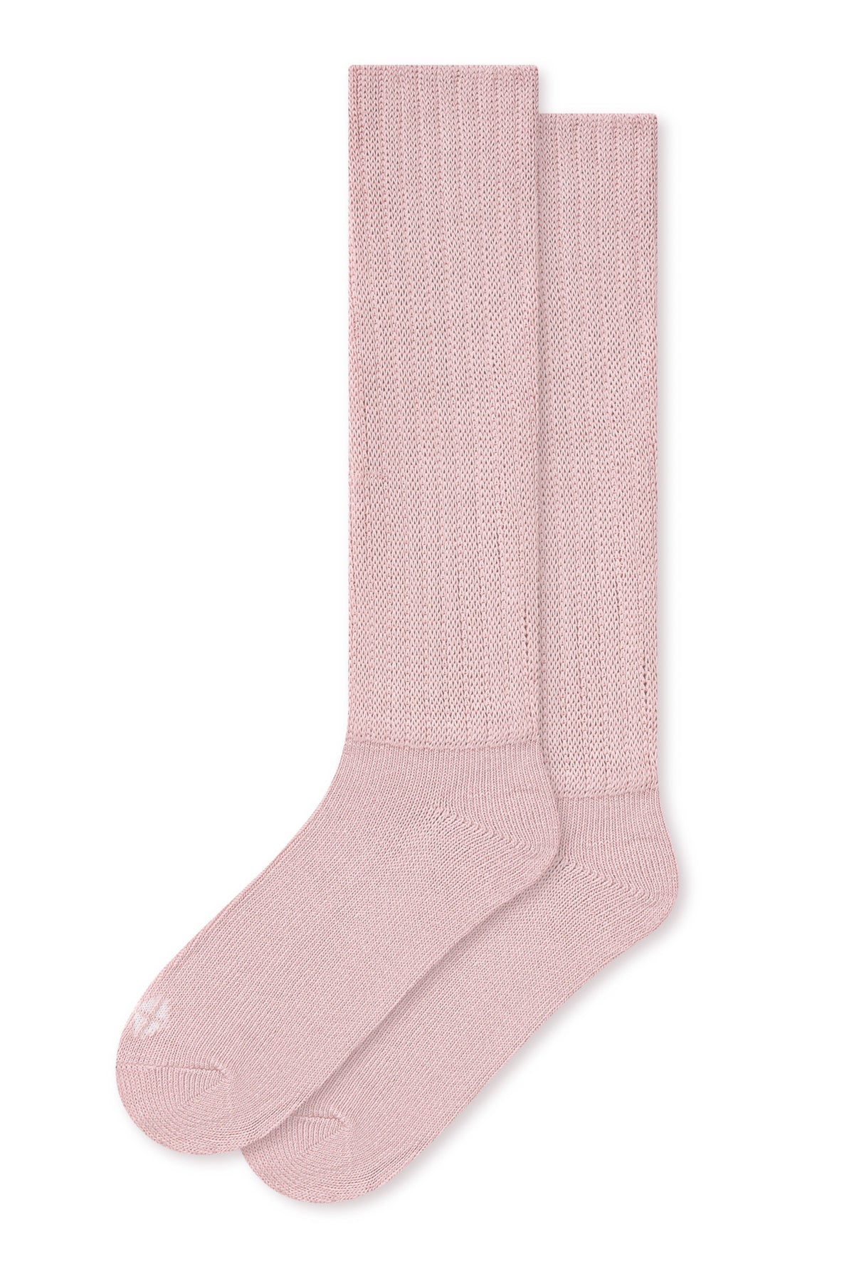 Adult Scrunch Socks in Blush laying flat on a white background.