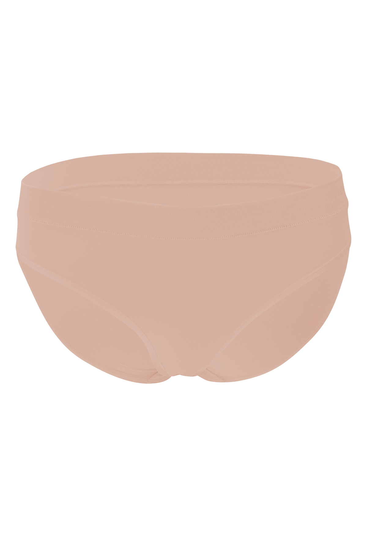 The front of the Women's Midi Brief in Chai on a ghost mannequin shown on a white background