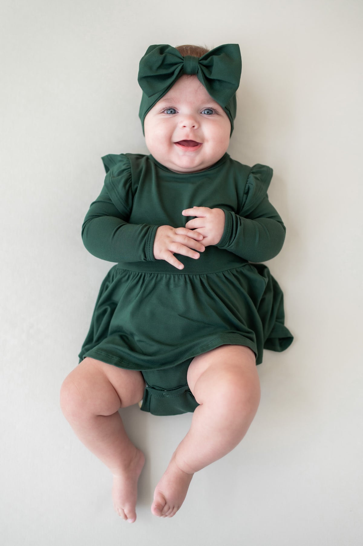 Long Sleeve Twirl Bodysuit Dress in Cypress