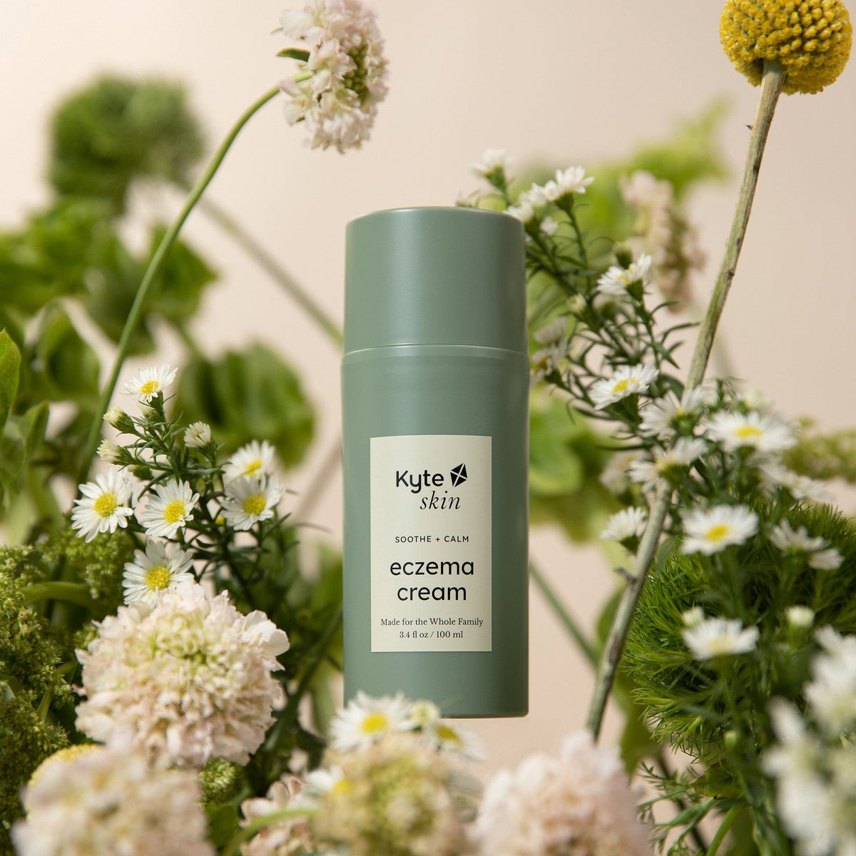 Kyte Skin eczema cream surrounded by florals