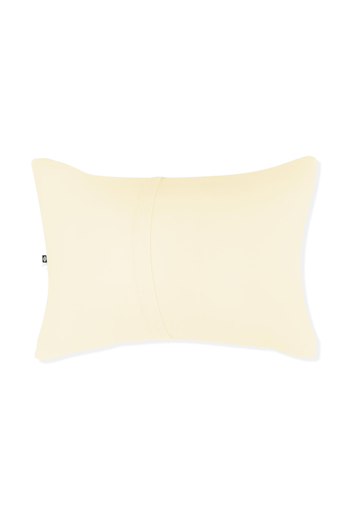 Yellow pillow with envelope closure on a white background