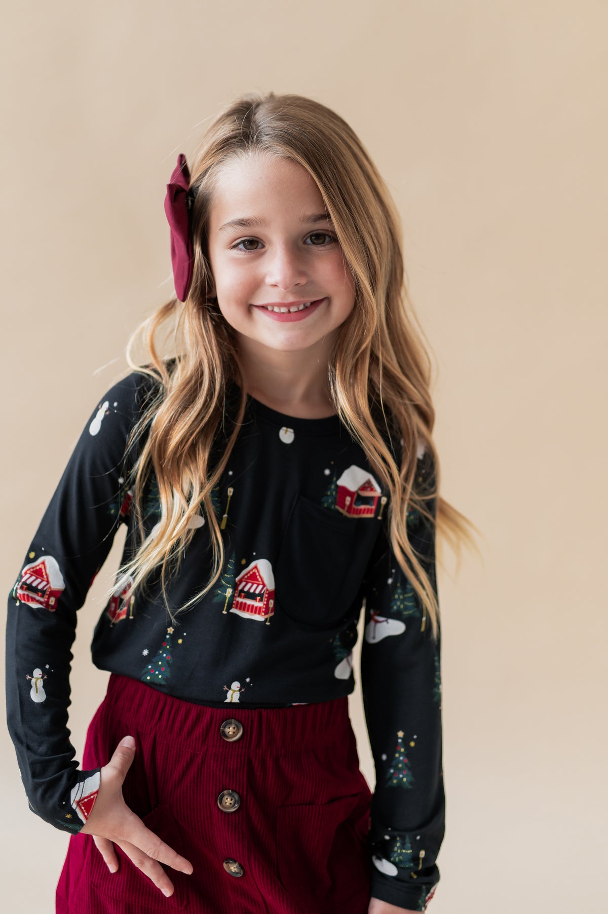 Long Sleeve Toddler Crew Neck Tee in Winter Wonderland