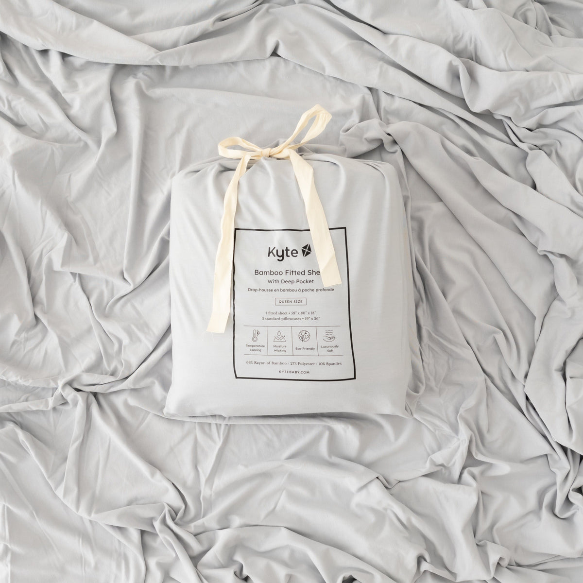 Storm gray Kyte Baby Fitted Sheet with Pillowcases in Bag