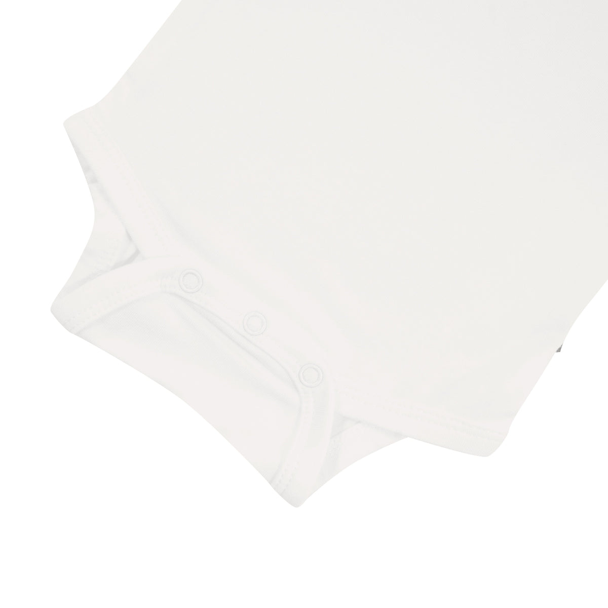 Snap bottom of Kyte Baby bamboo infant Bodysuit in Cloud