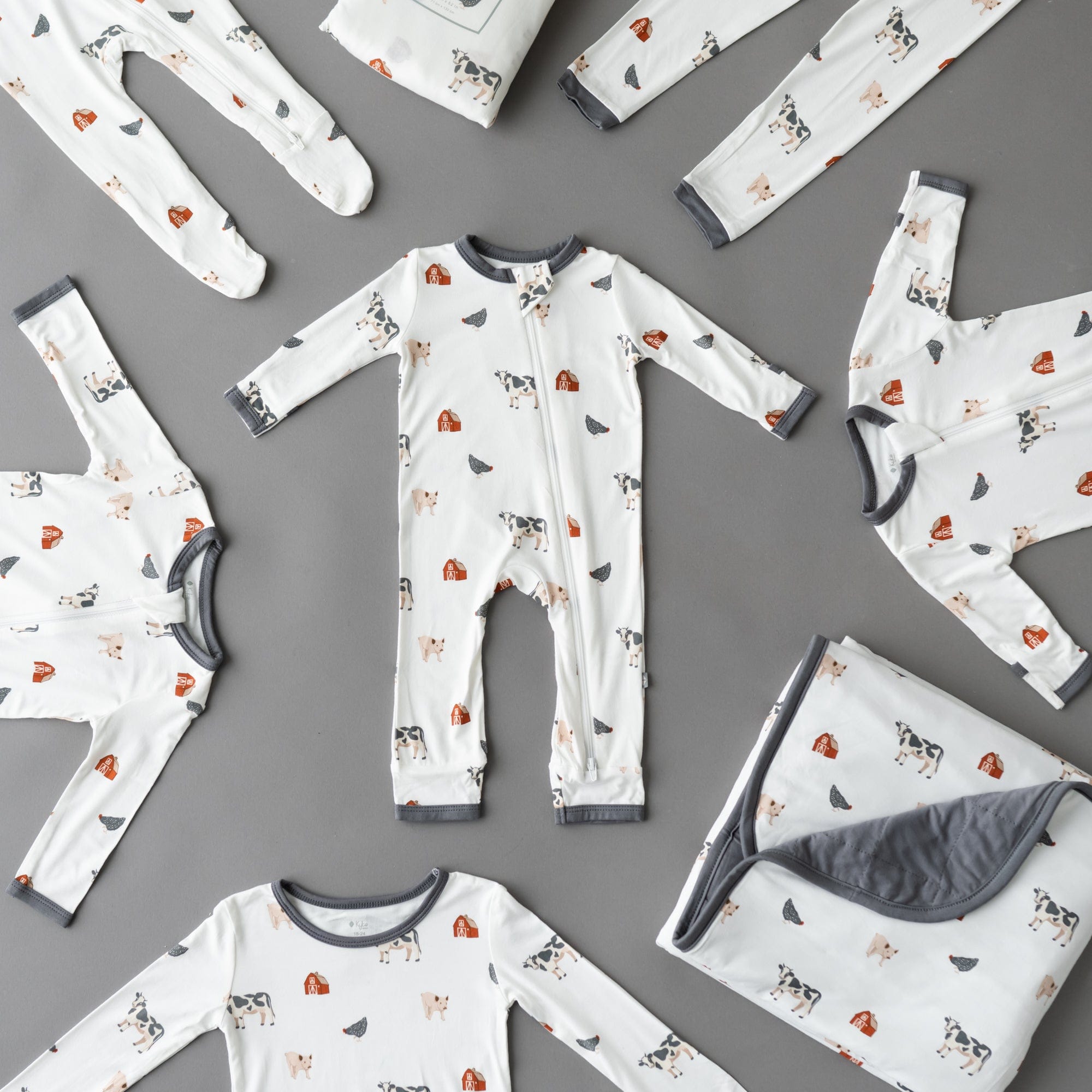 Kyte BABY Zippered Rompers Zippered Romper in Farm