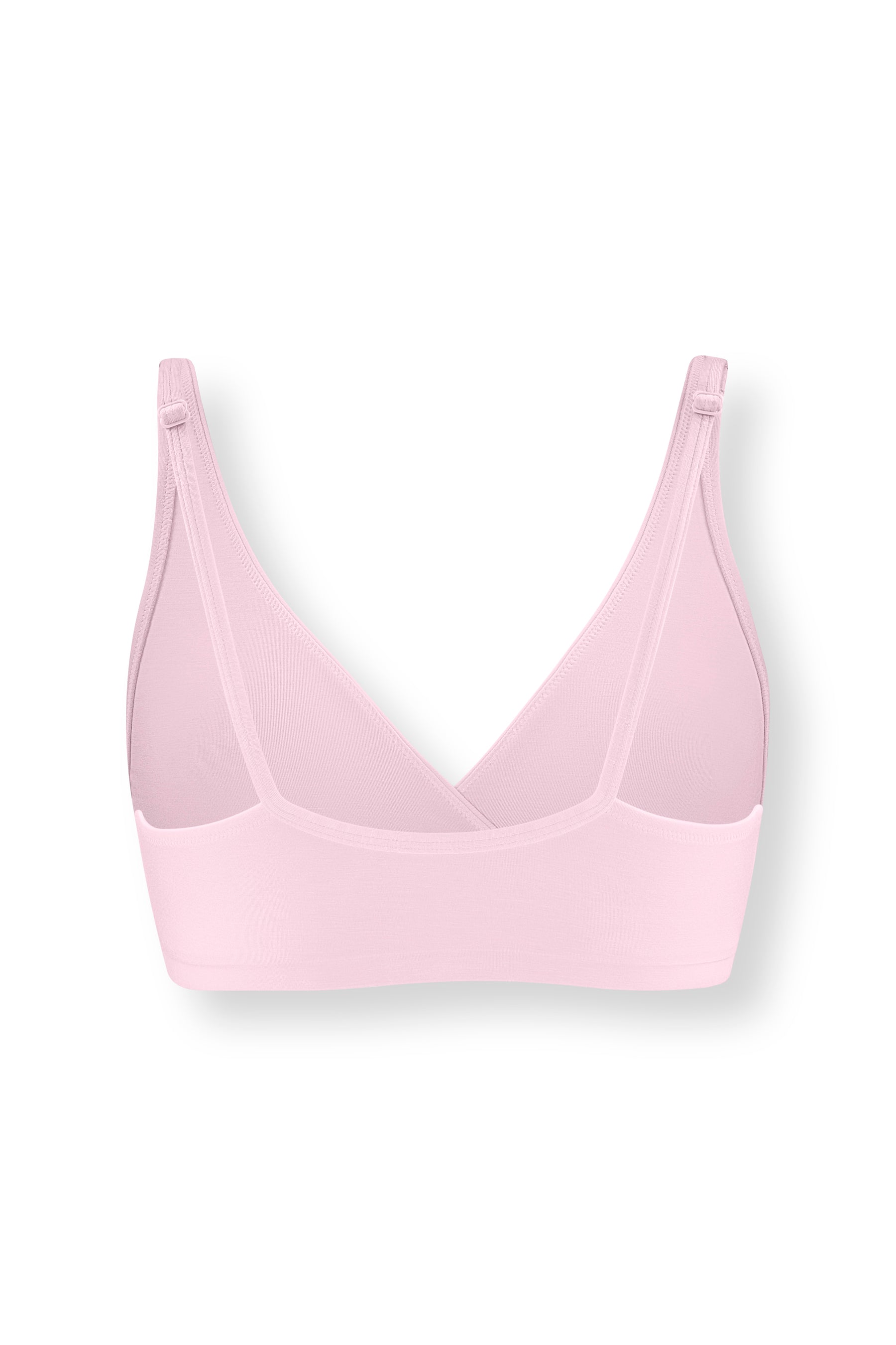 Back side of Women's Cross Front Bralette in Peony on white background