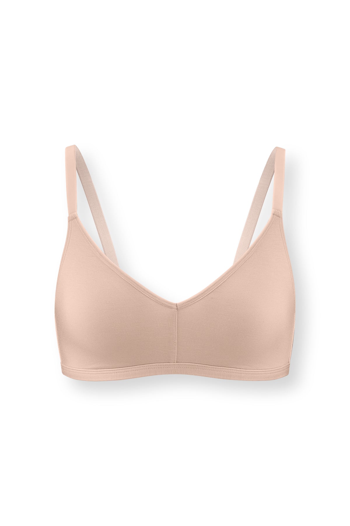 Women's V-Neck Bra in Chai on white background