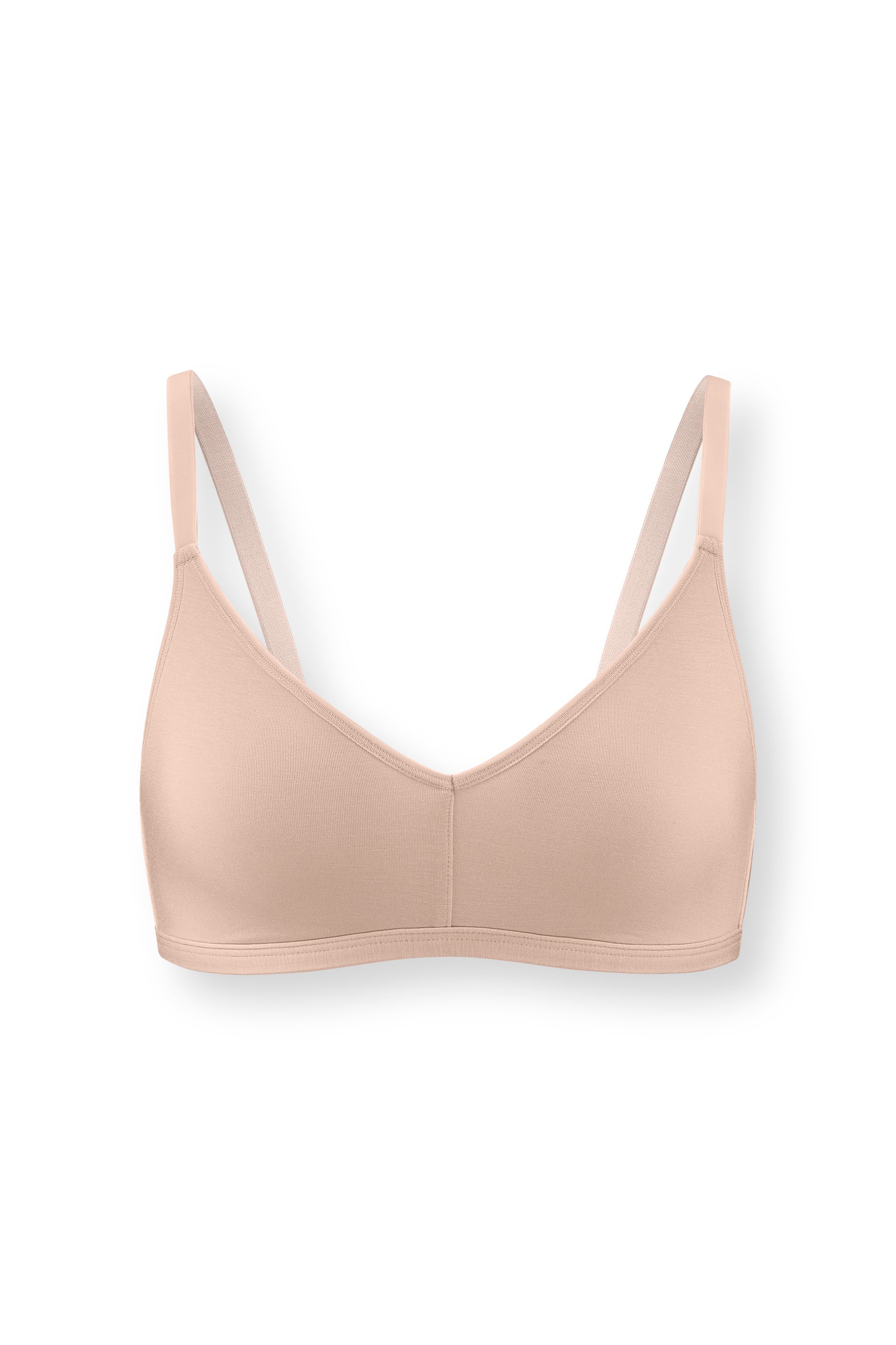 Women's V-Neck Bra in Chai on white background