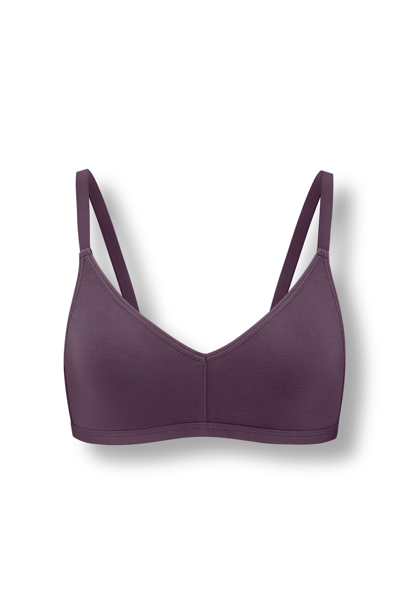 Women's V-Neck Bra in Currant on white background
