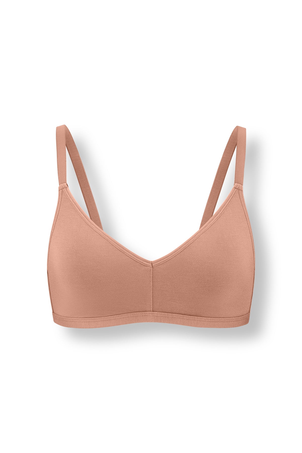 Women's V-Neck Bra in Latte on white background