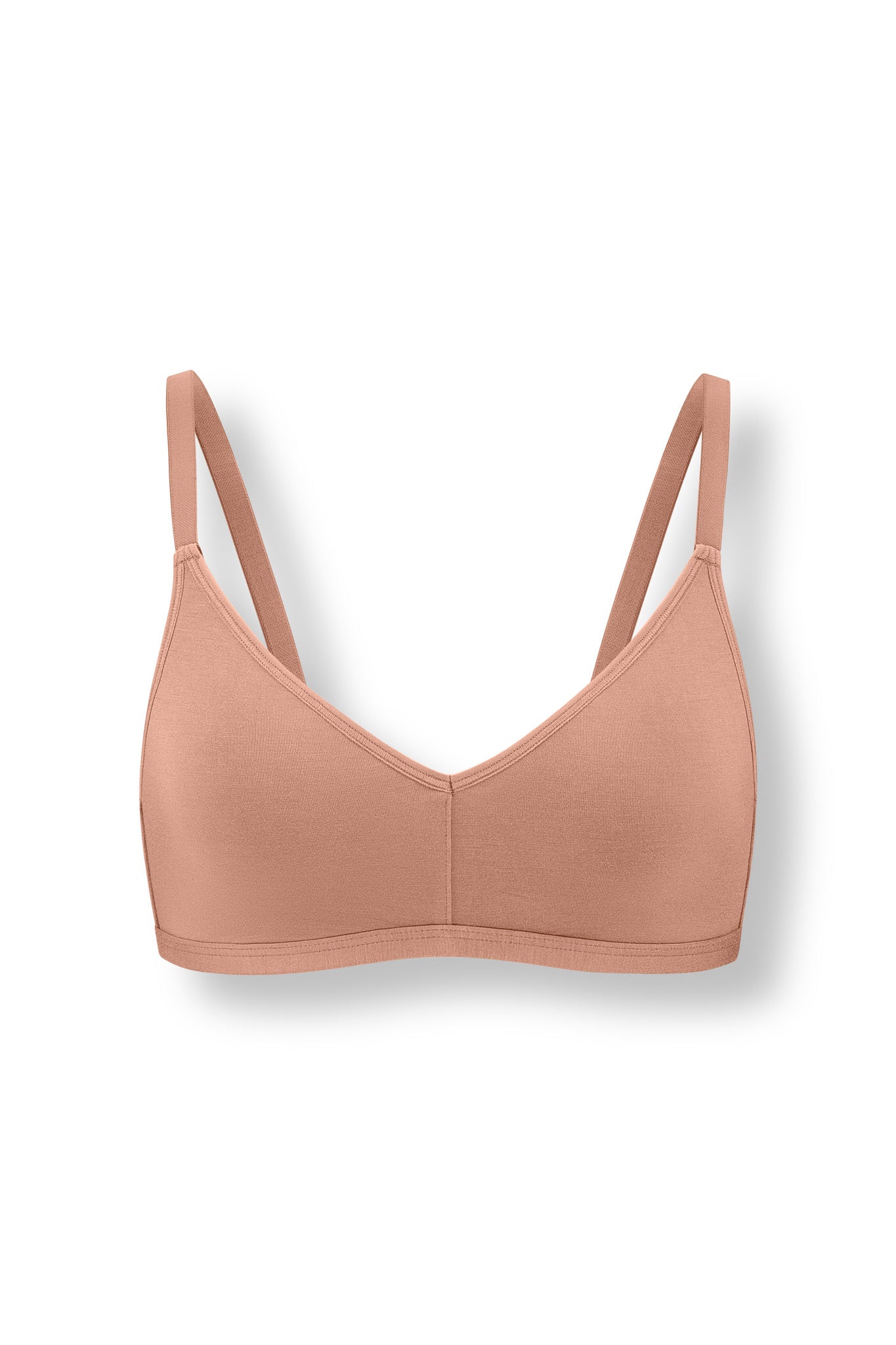 Women's V-Neck Bra in Latte on white background