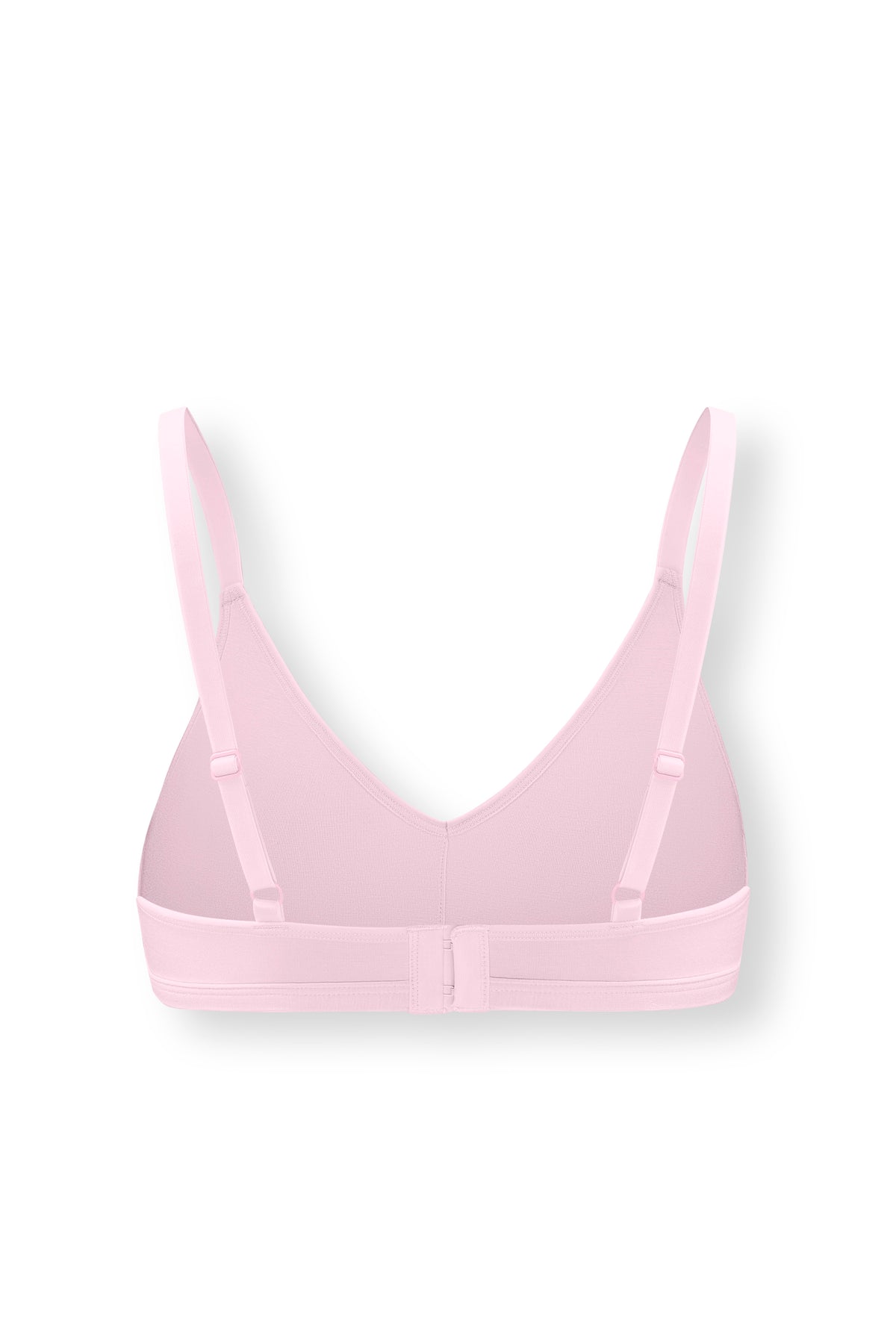 Back side of Women's V-Neck Bra in Peony on white background