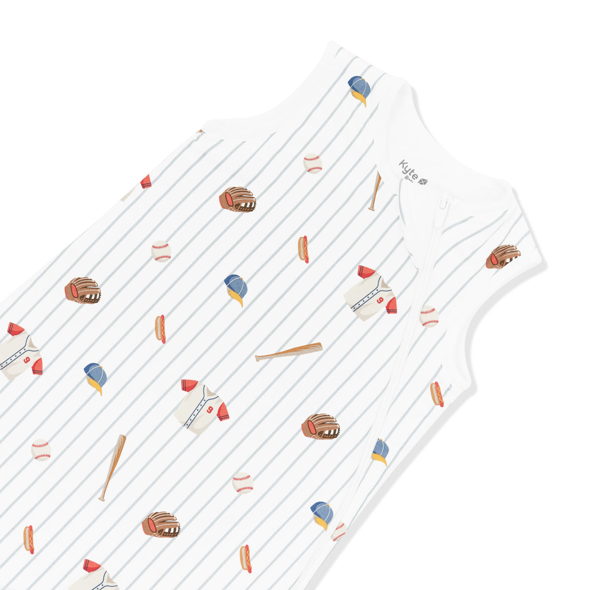 Close up of the zipper garage and top zipper on the Sleep Bag in Home Run 1.0