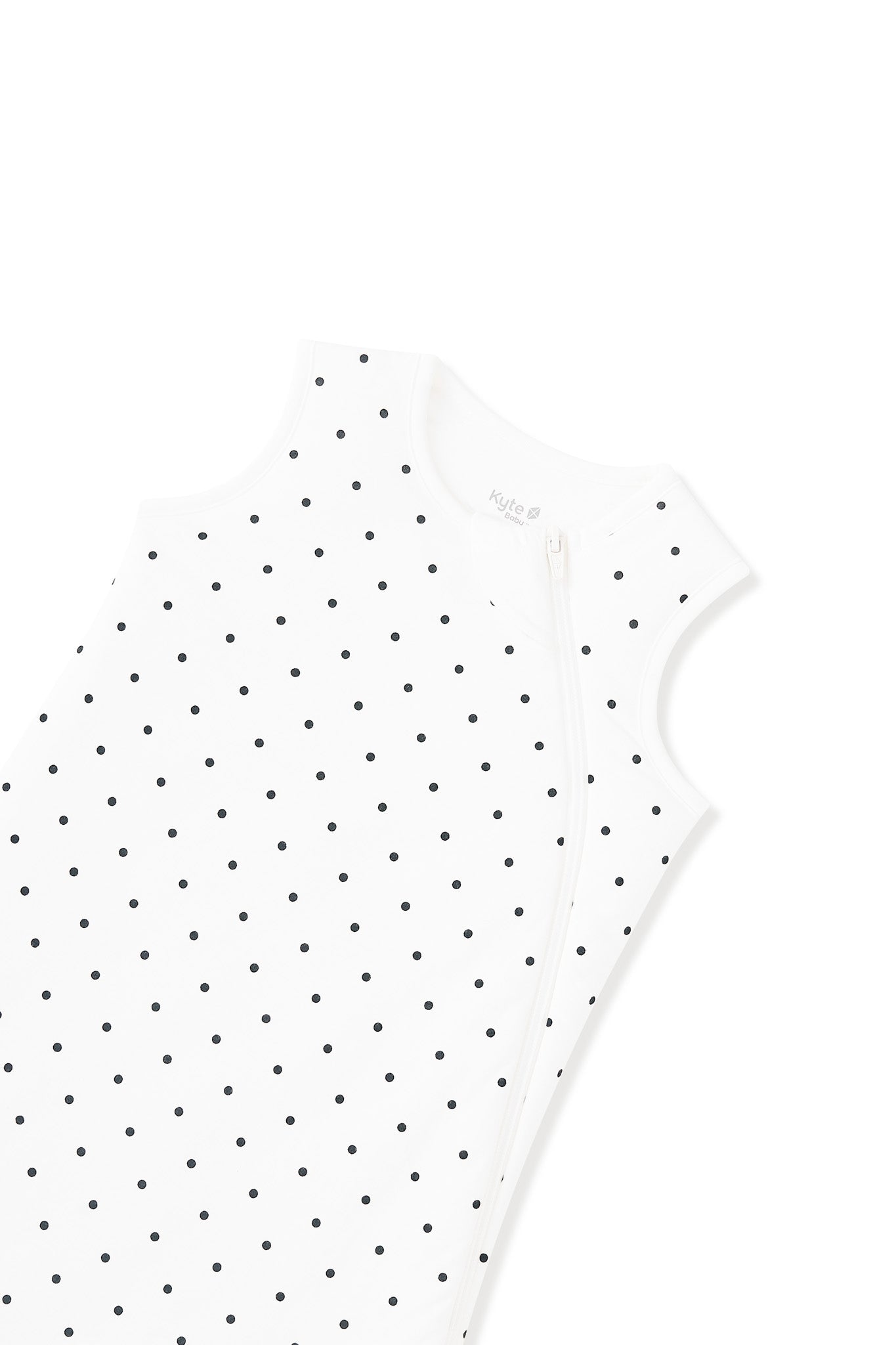 Top part of Sleep Bag in Midnight Polka Dot on white background