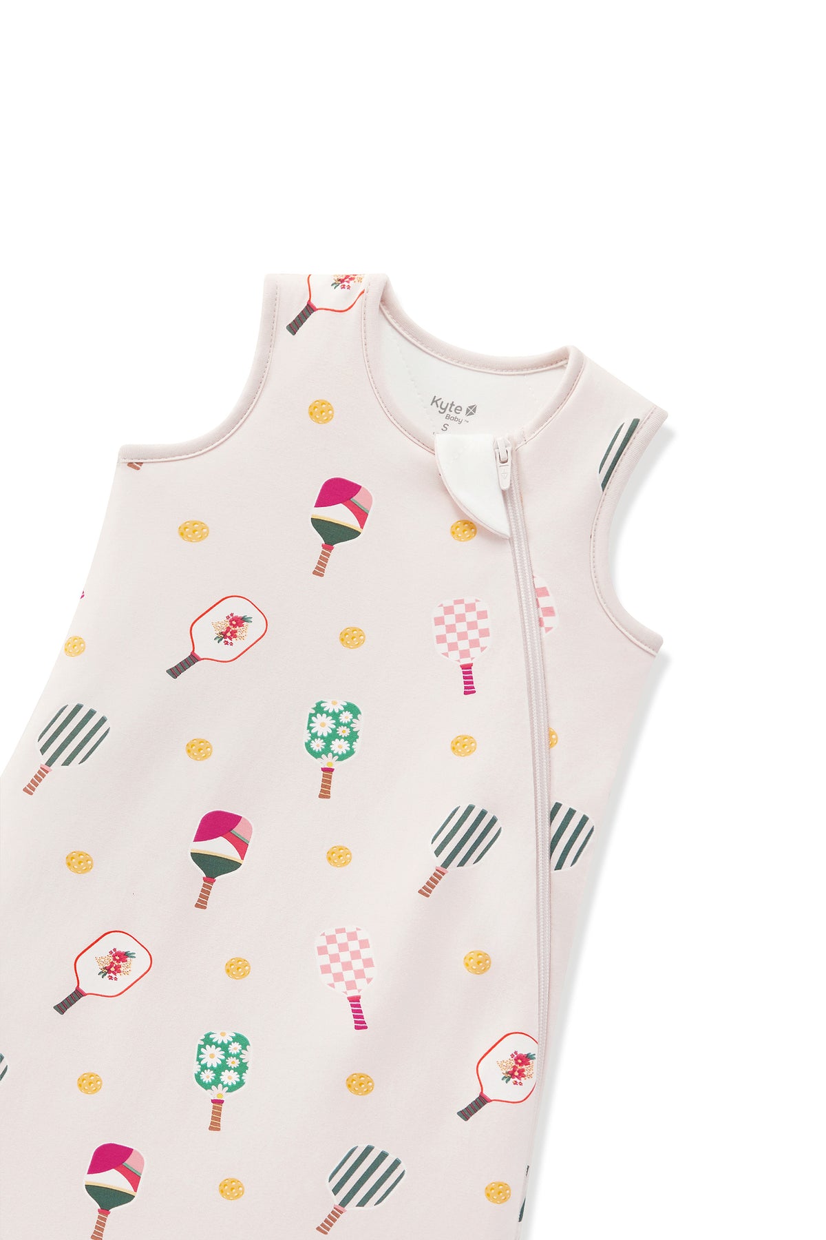 Sleep Bag in Pickleball 1.0 print with zipper garage on a white background