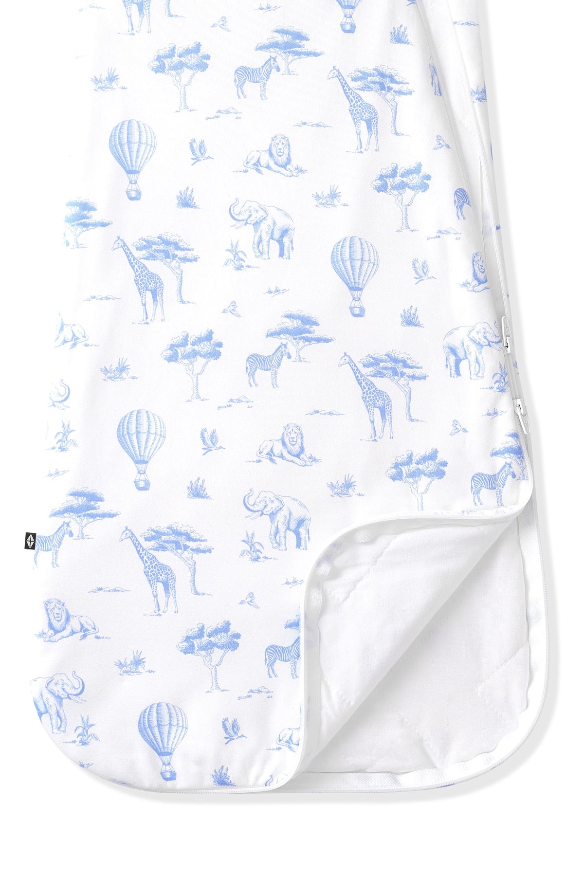Double zipper shown on the Sleep Bag in Toile Safari 1.0