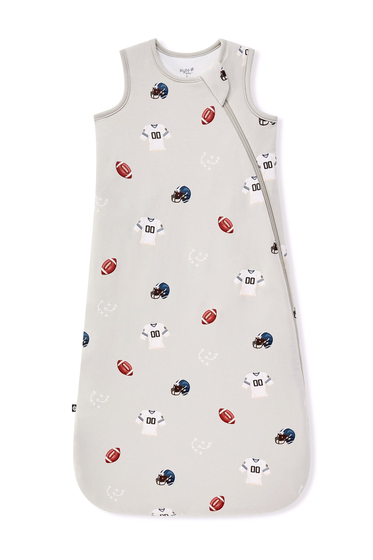 Sleep Bag in Vintage Football 1.0 print on a white background