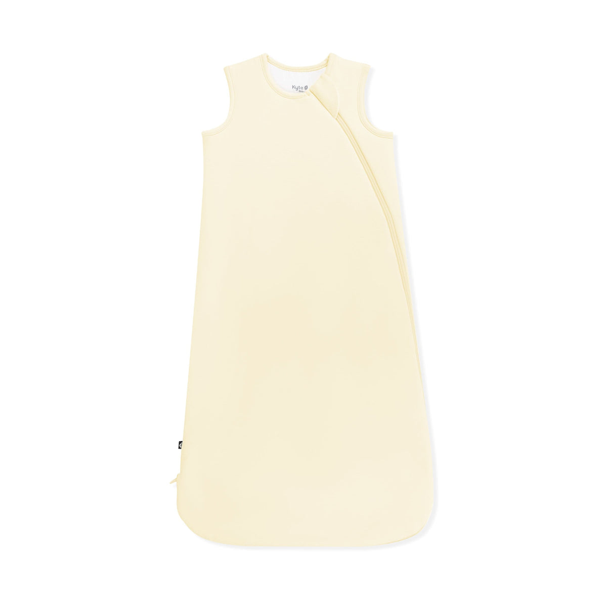 Light yellow baby sleep sack on a white background