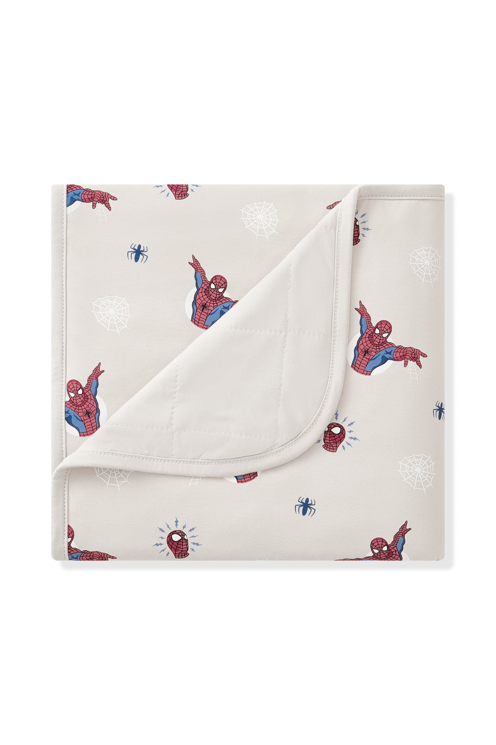 Oat Baby Blanket in Spider-Man 1.0 print on a white background