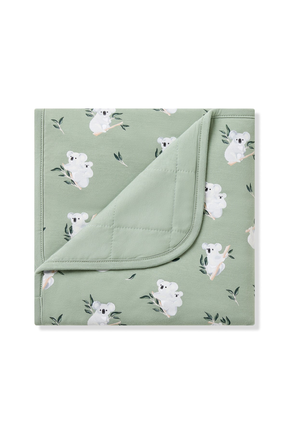 Baby Blanket with the corner flipped down showing the green backing