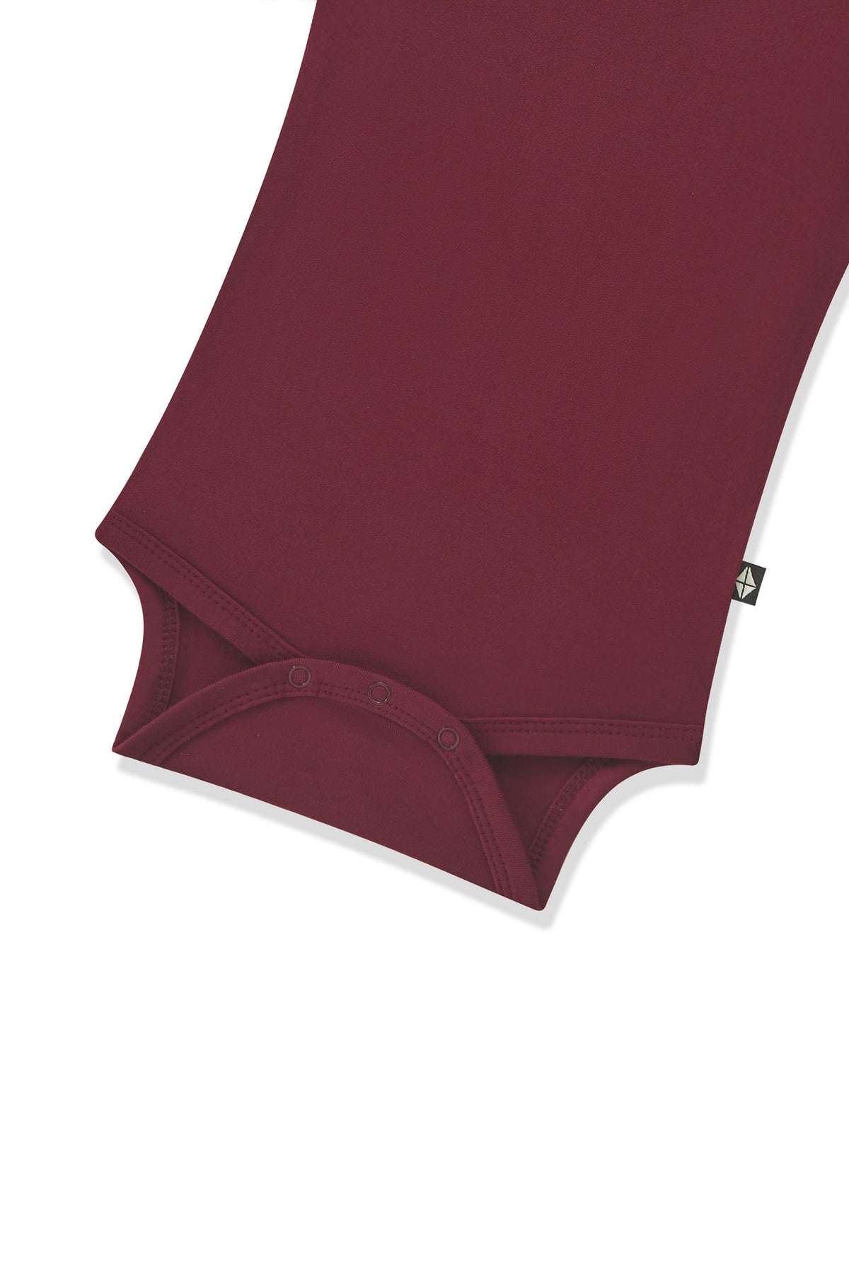 Burgundy Bodysuit with snap buttons on a white background