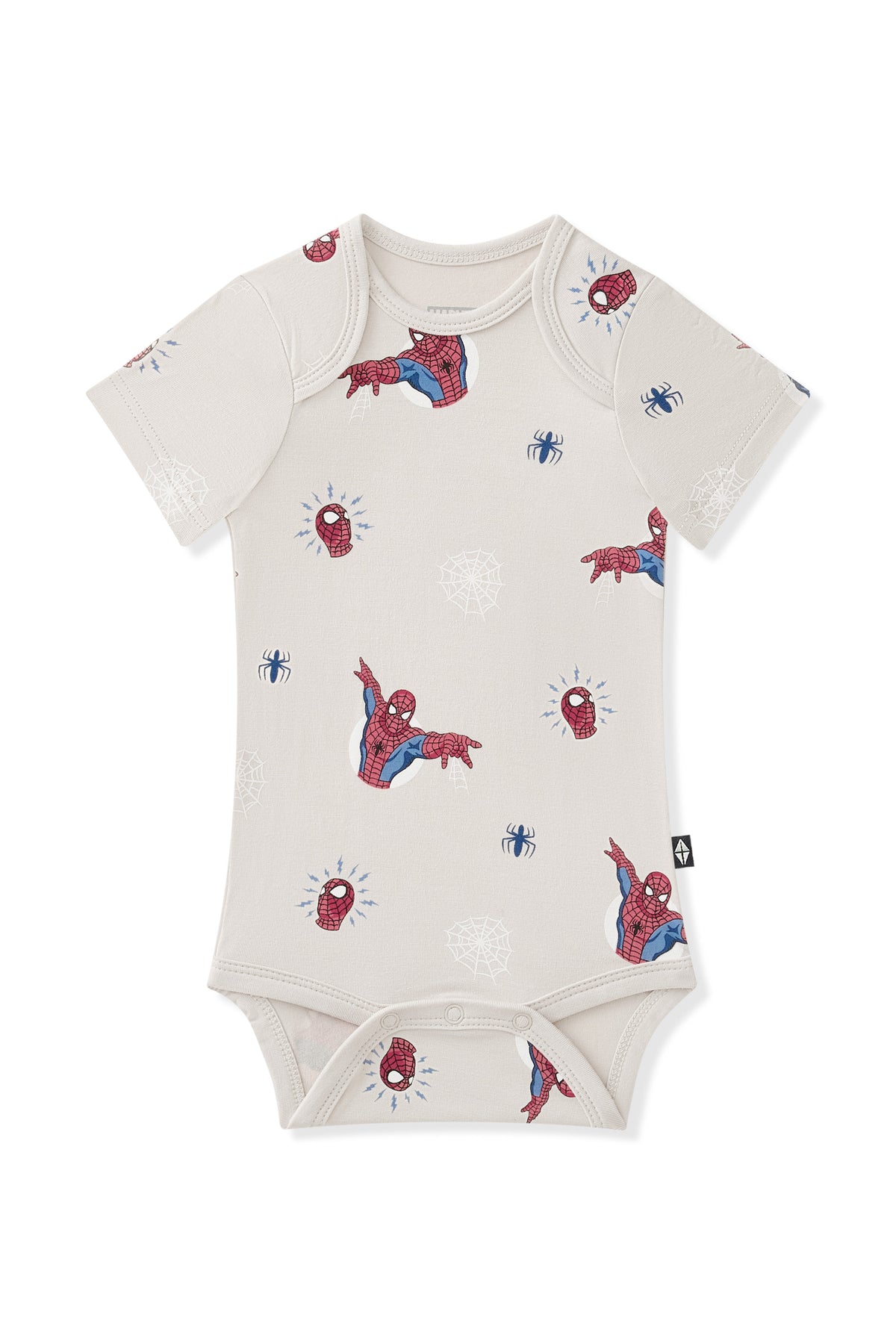 Oat Bodysuit with Spider-Man print on a white background