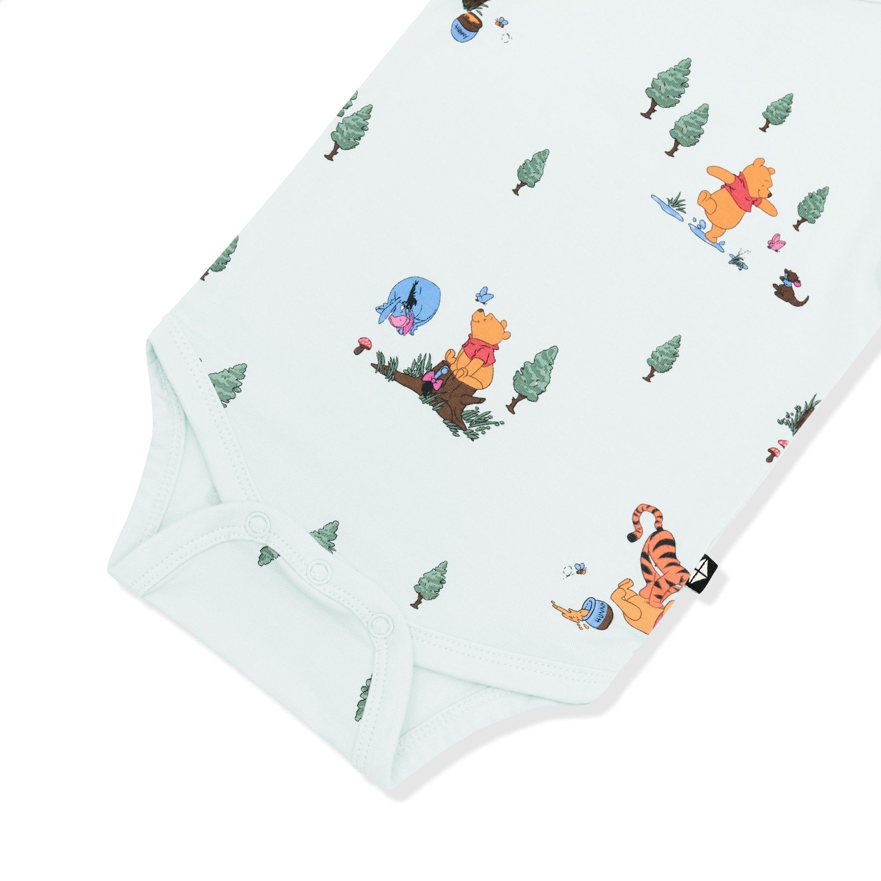 Close up of the snap closures on the Bodysuit in Winnie the Pooh Hundred Acre Wood