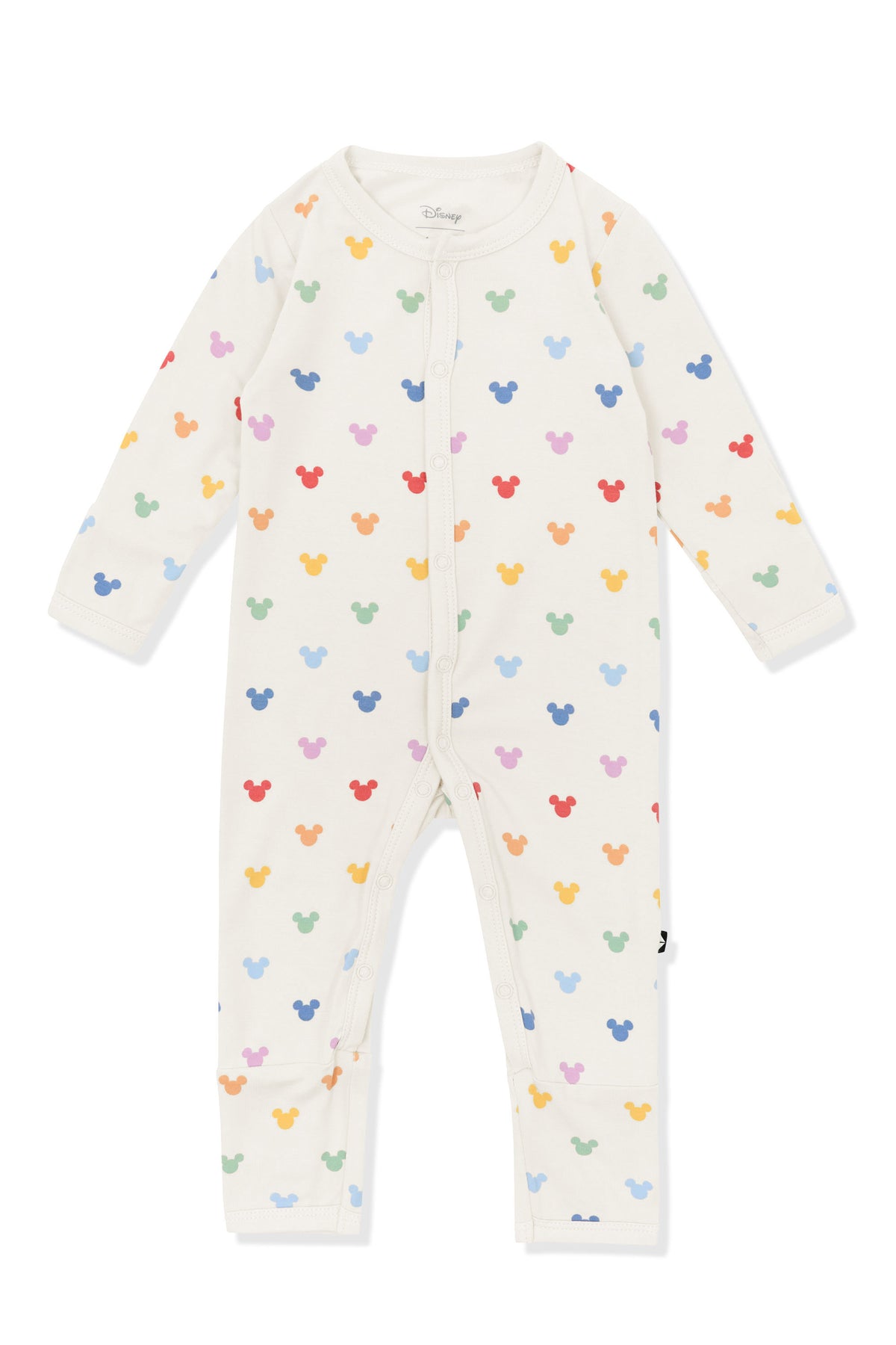 Romper with Pastel Mickey Mouse pattern on an oat background