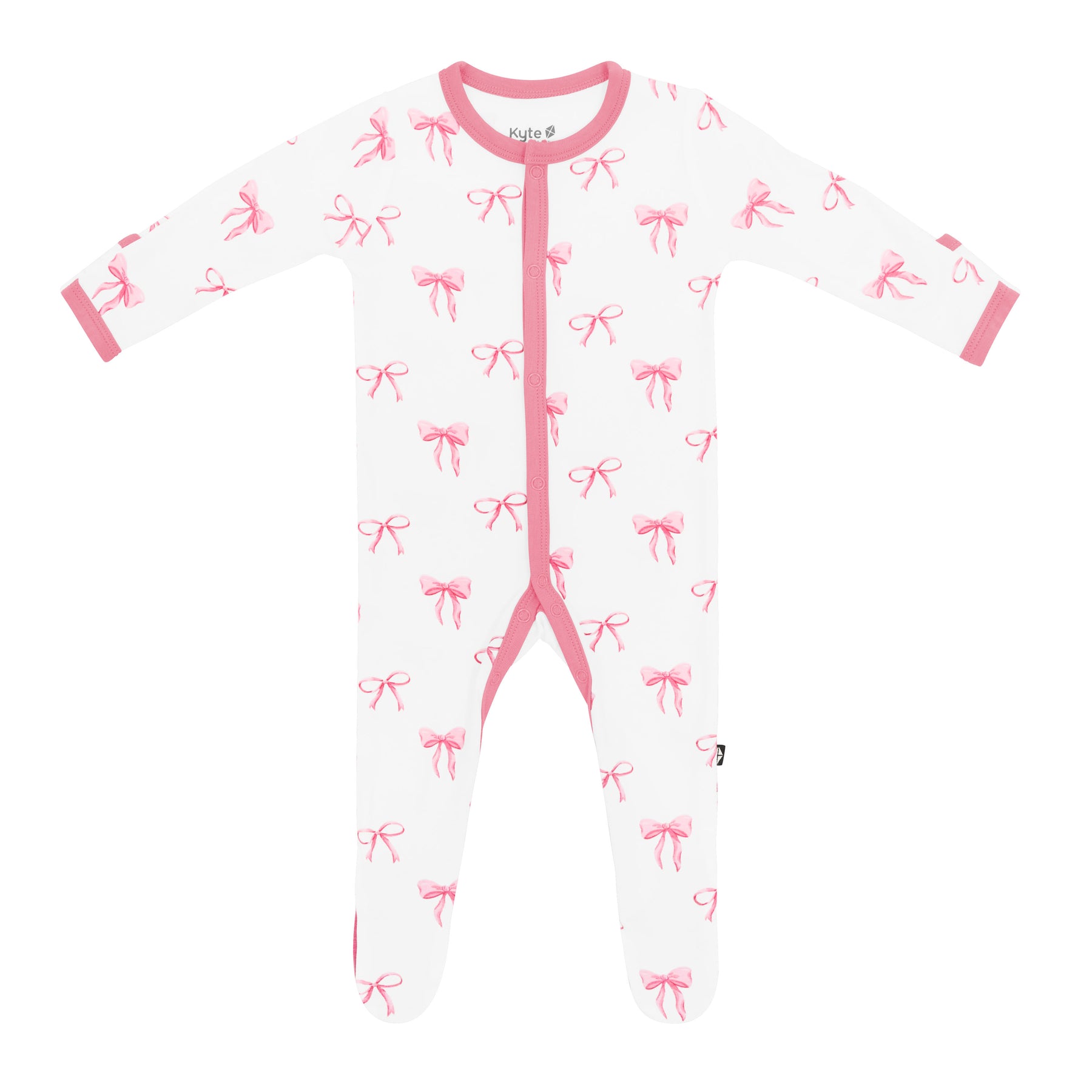 Footie pajamas in pink Bow print