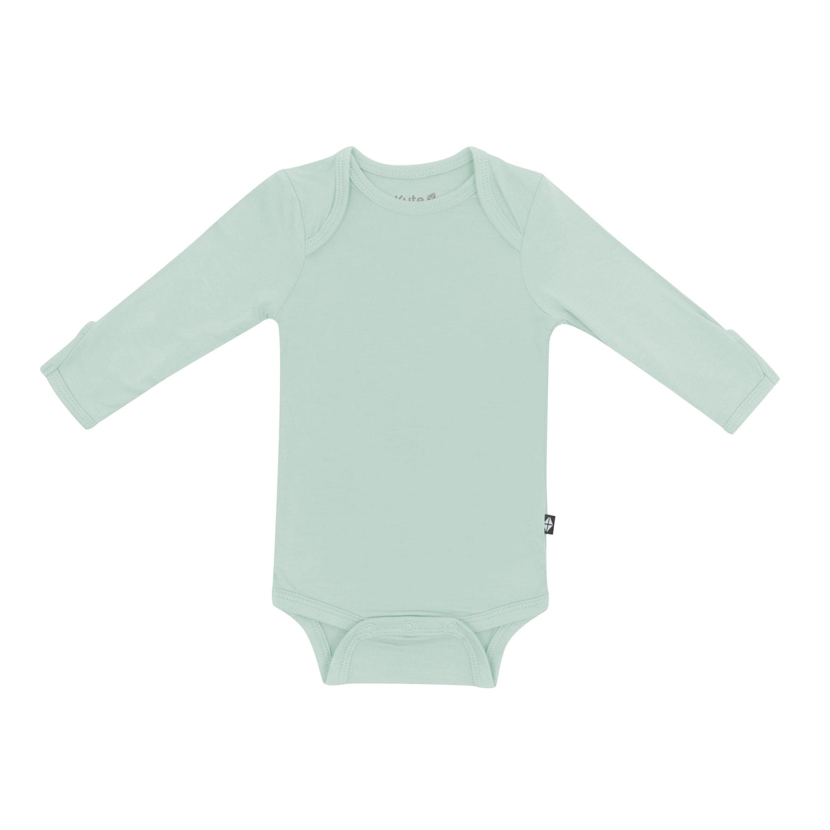 Flat lay of  Kyte Baby Long Sleeve Bodysuit in Sage