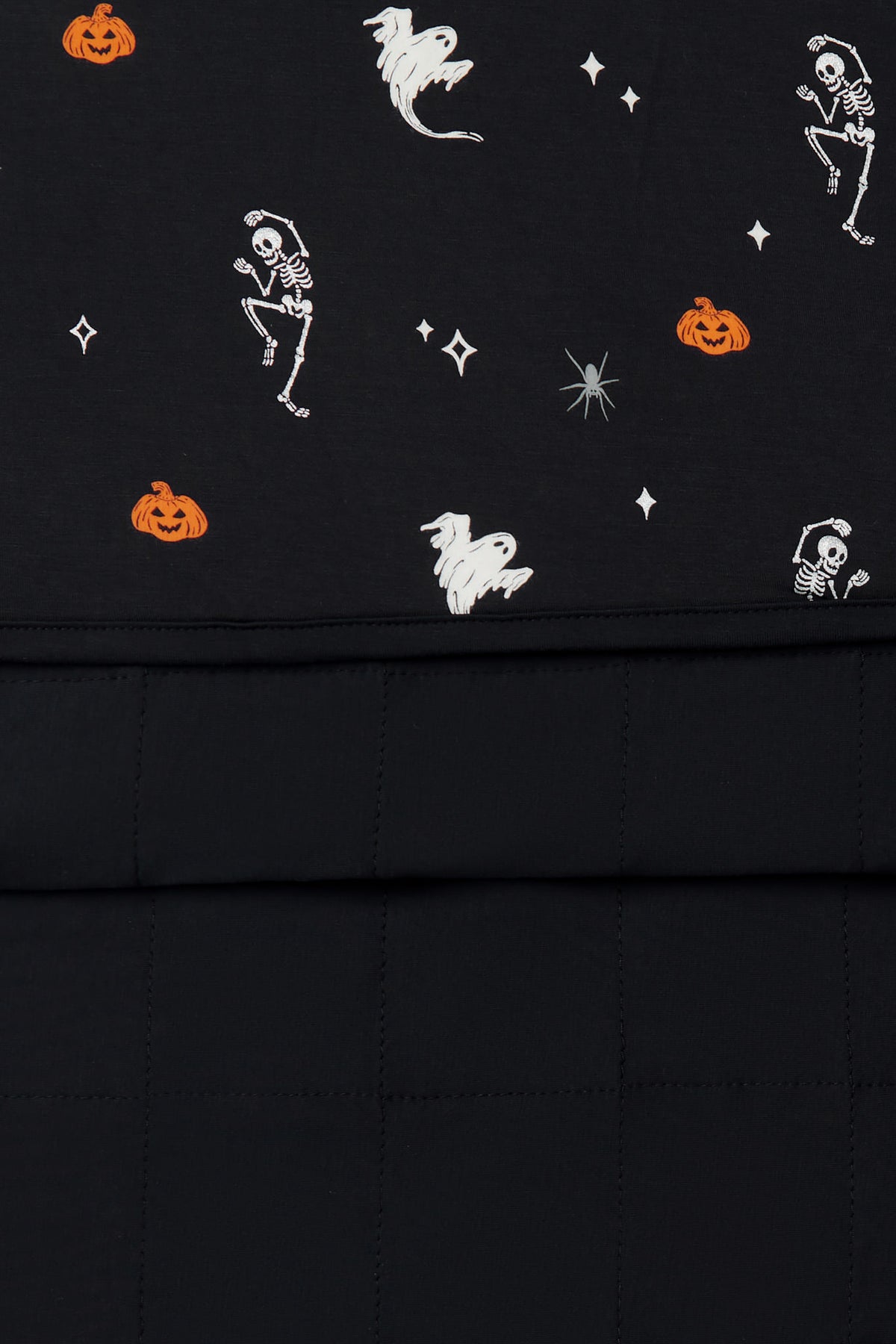 Front and back of Black Toddler Blanket in Halloween Friends 1.0 print