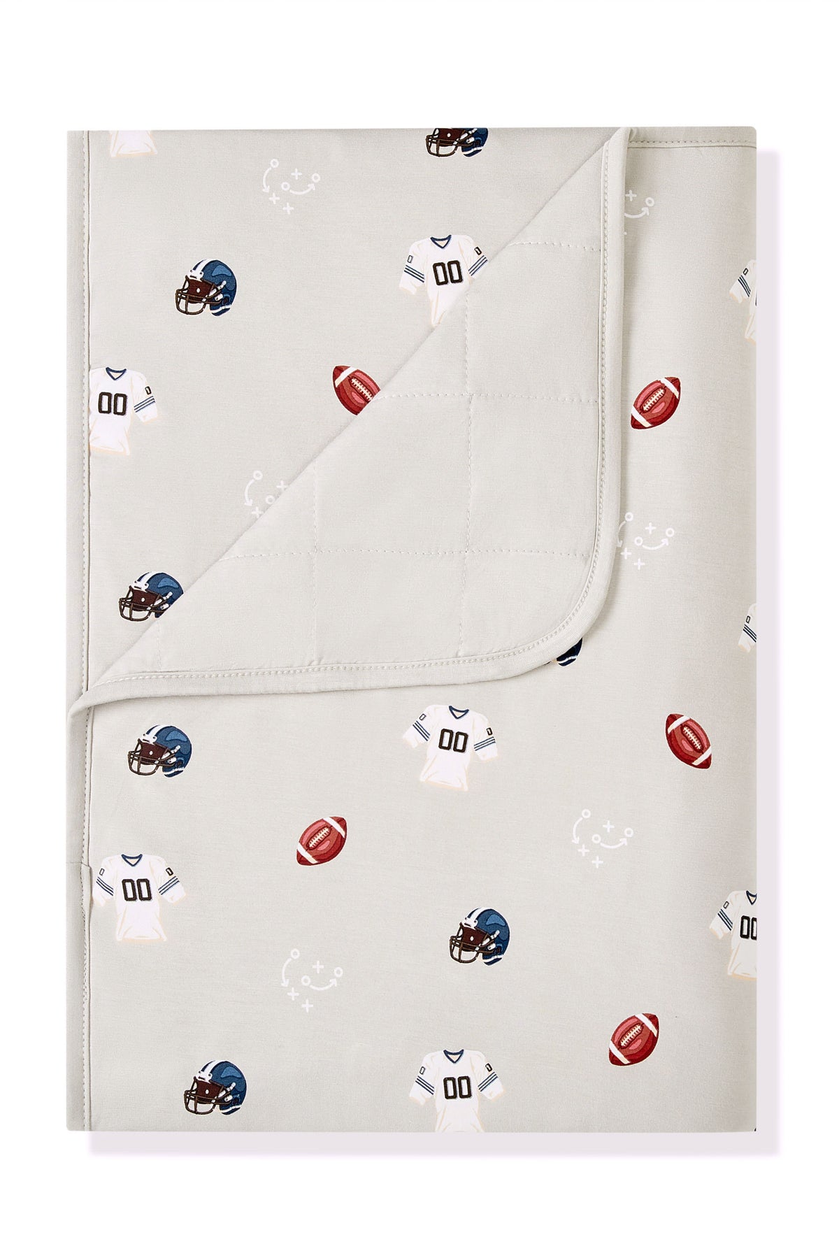 Toddler Blanket in Vintage Football 1.0 print on a white background