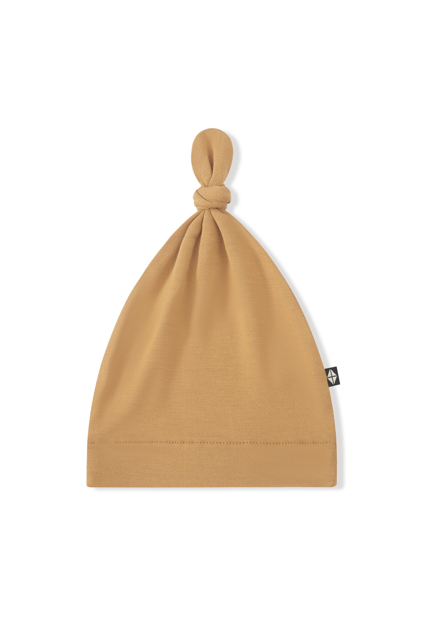 Knotted Cap in Ochre on a white background